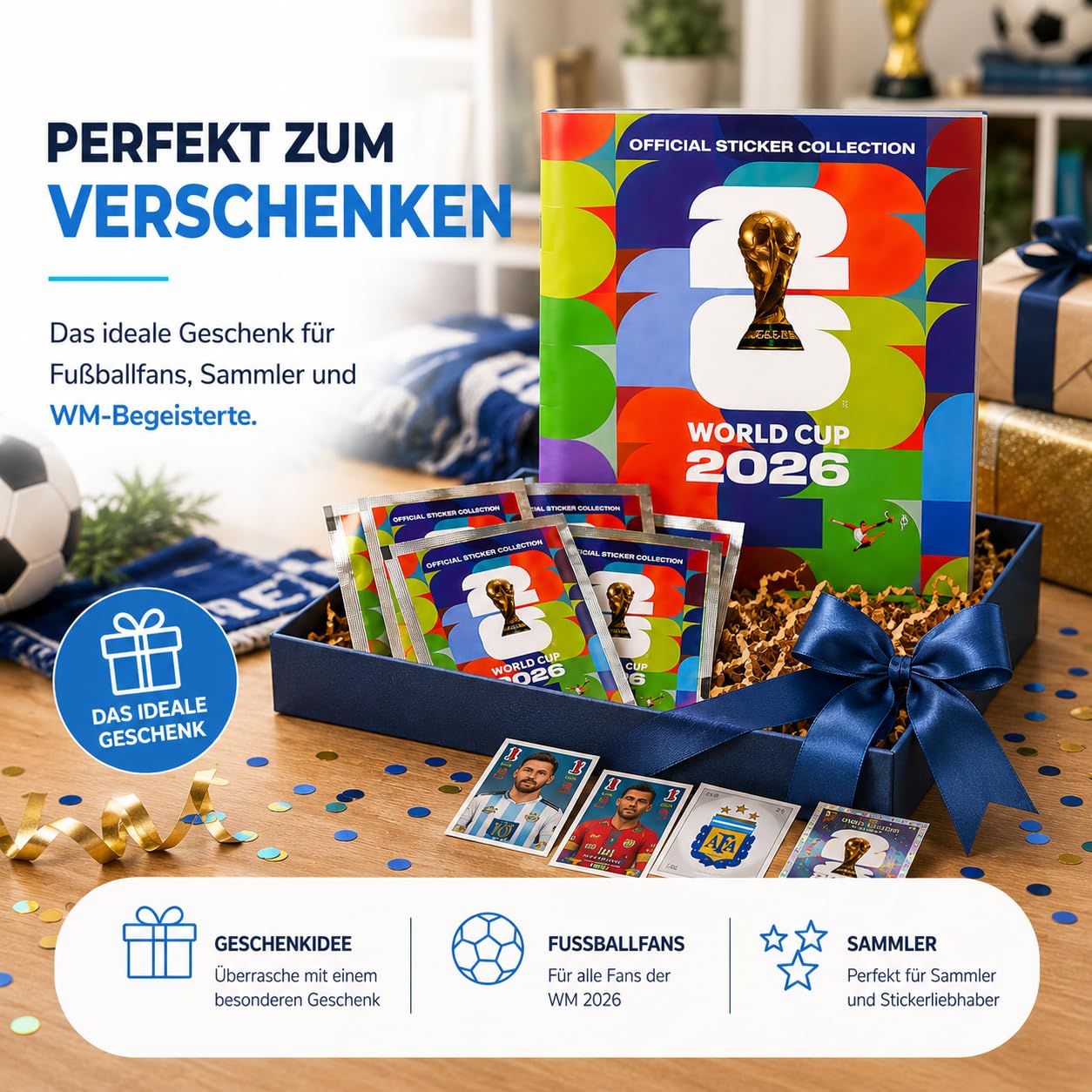 XXL Fan Starterset WM 2026 – Original Panini Sticker + 35 Aufkleber + Extra 6 Special - zum Sammeln & Tauschen - Weltmeisterschaft (35 Sticker & 6 Special)