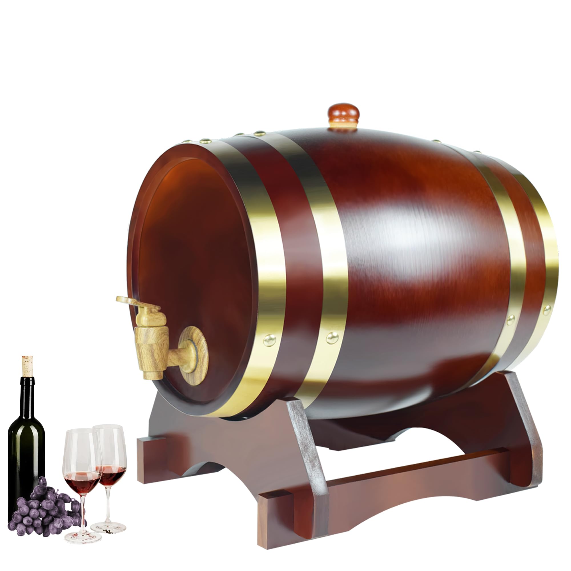 Récipient pour le vin et stockage de brandy tequila avec support en bois de 5L