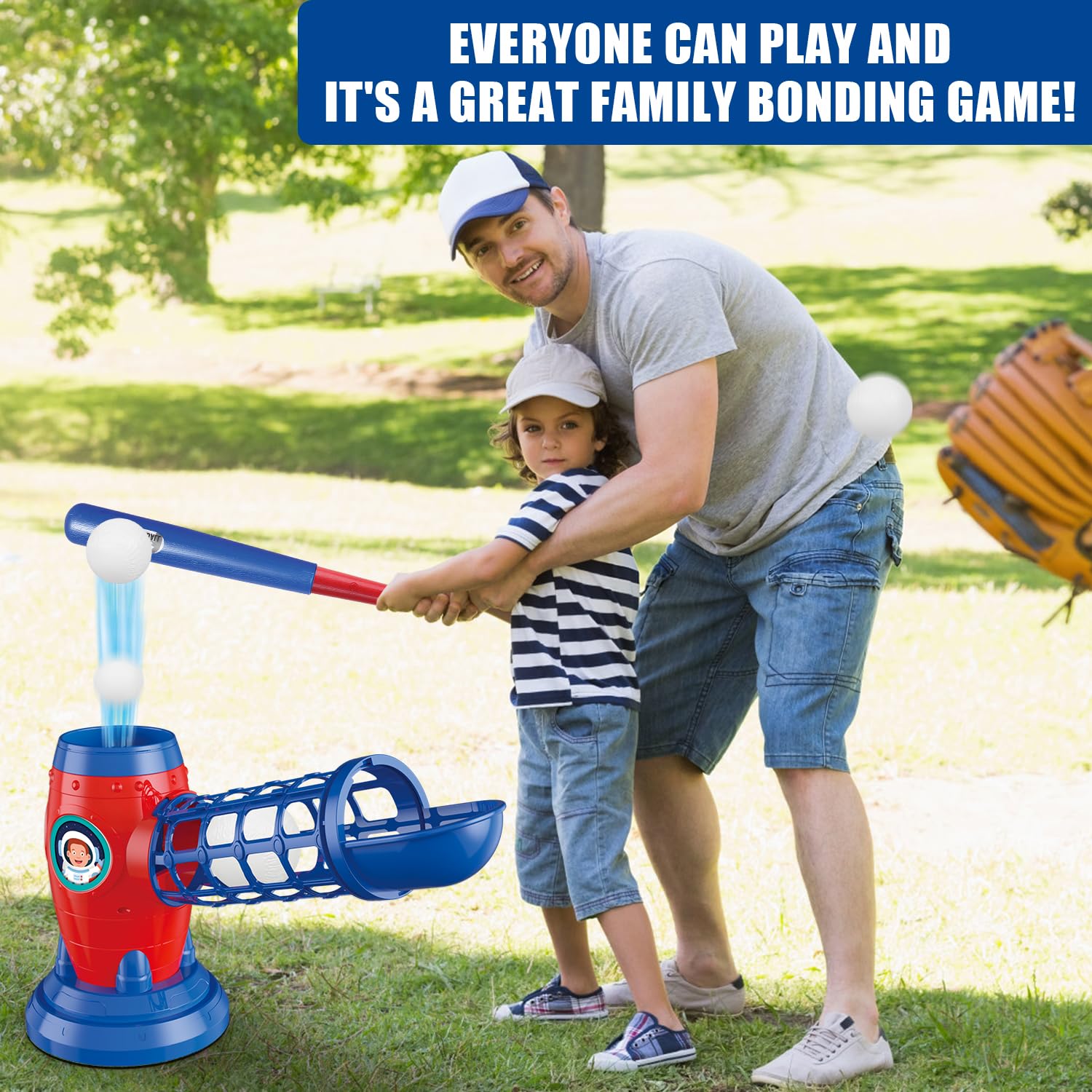 Mostop T Ball Set,Automatischer Baseball Launcher,Baseball Pitching Maschinen ,Baseball Spiel Sport & Outdoor Spielzeug,Baseball Trainingsgeräte für Kinder 3+