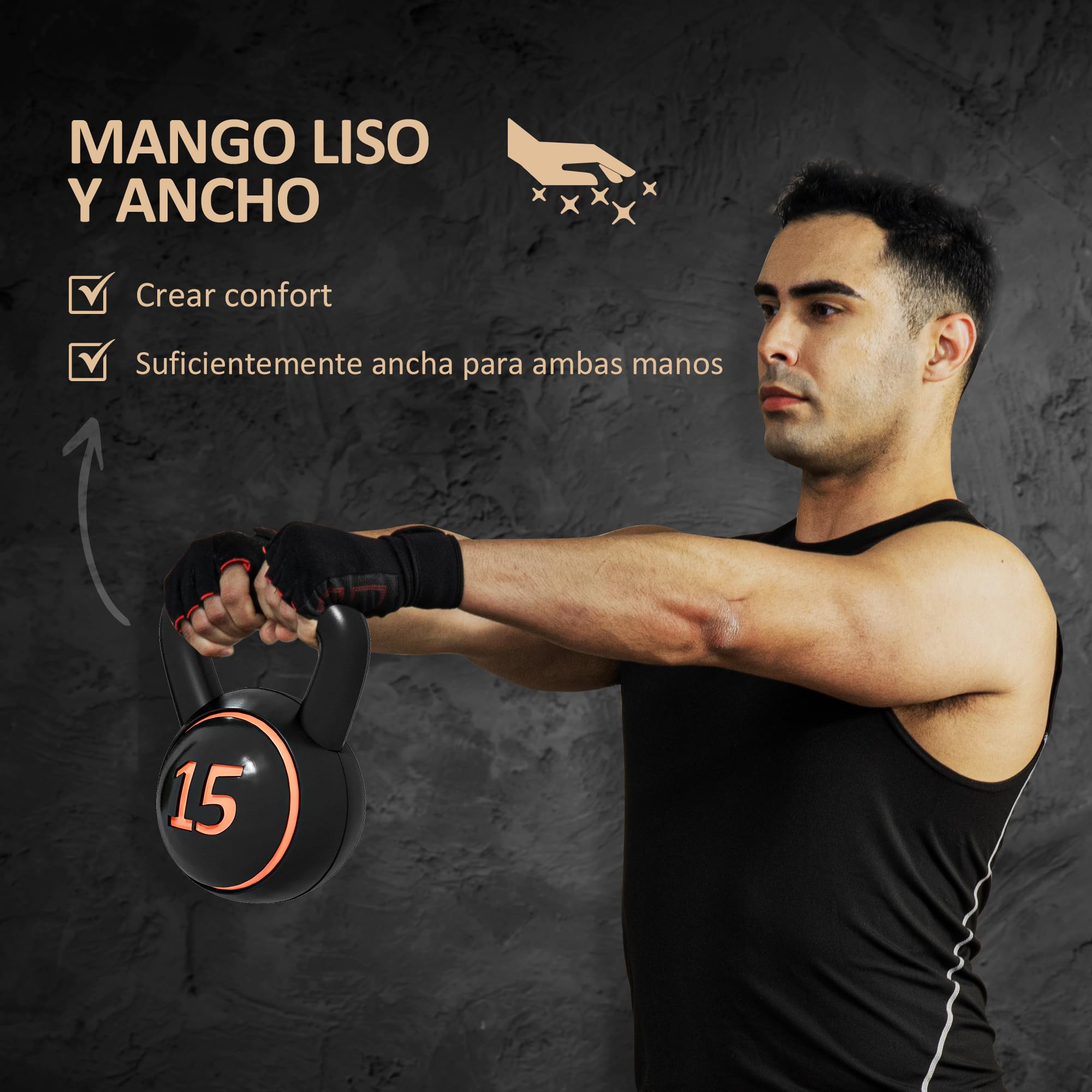 SPORTNOW Pesas Rusas de 2,2kg 4,5kg 6,8kg Kettlebell de Fitness Relleno de Arena con Mango Ancho Antideslizante para Ejercicios y Entrenamiento en Casa y Gimnasio Negro