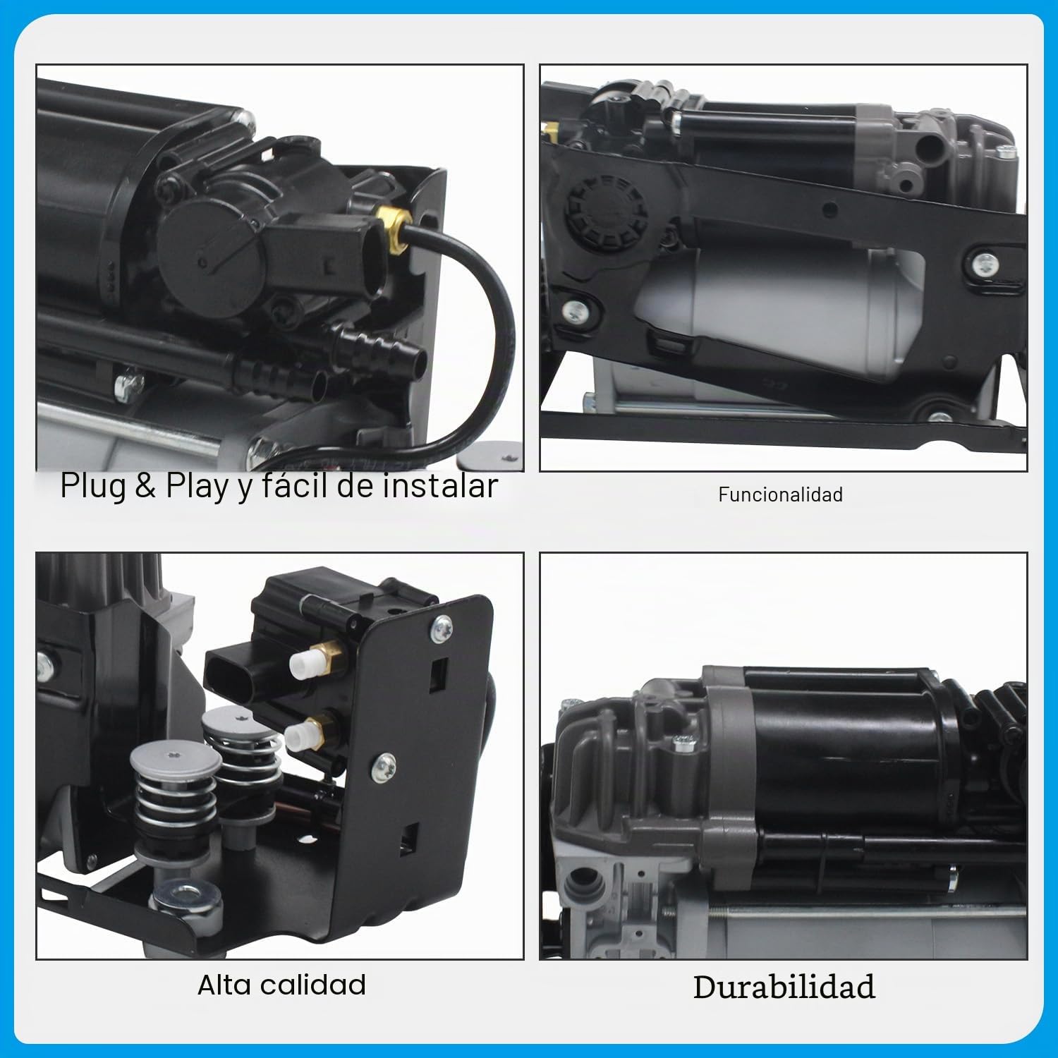 Conjunto de bomba de aire de bloque de válvula de compresor de suspensión de aire con válvula de distribución y soporte compatible con BMW Serie 5 7 F02 F11 37206864215 37206794465