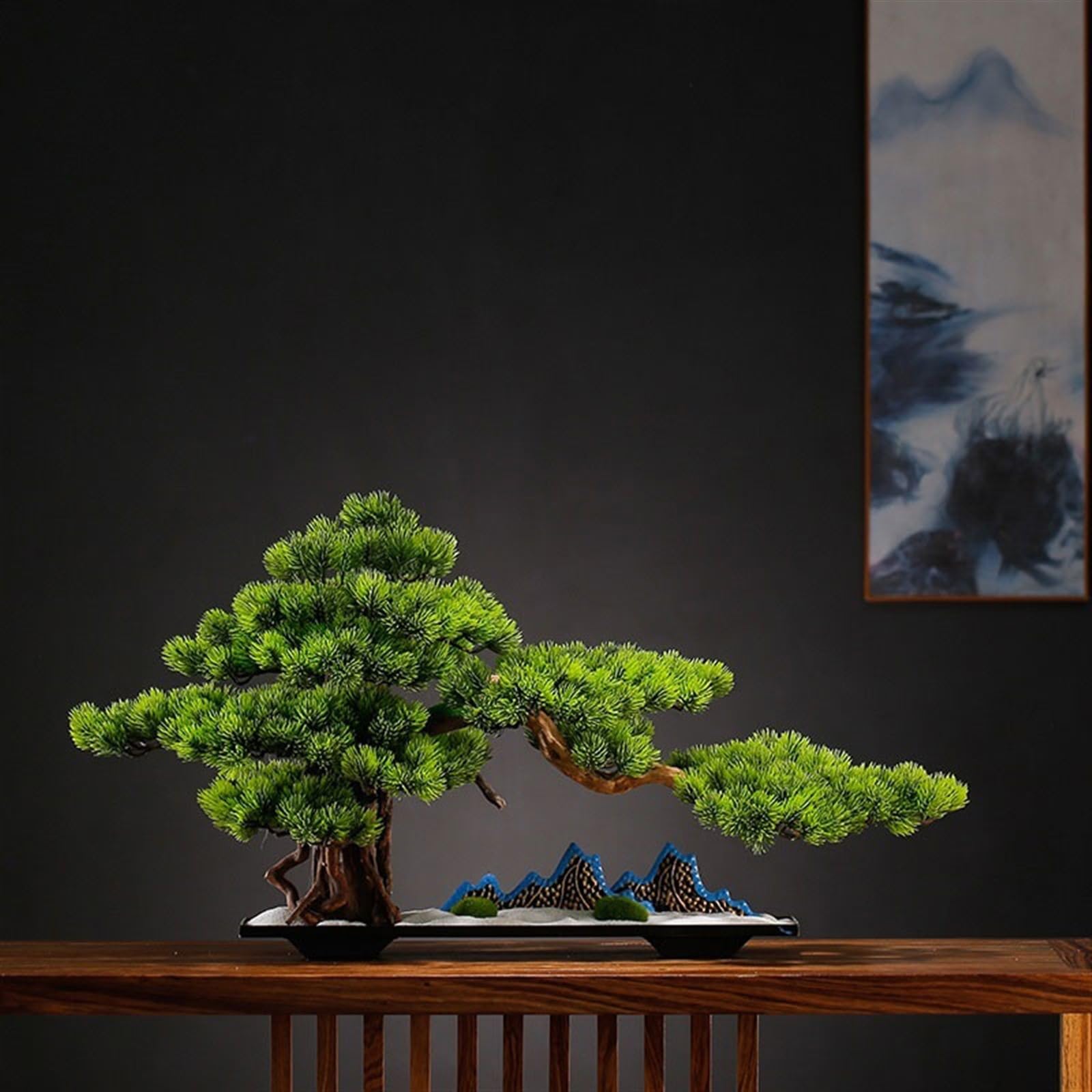 Decorazioni in vaso Ornamenti Zen Simulazione Albero Bonsai Ingresso Soggiorno Pino Finto Piante Verdi da Interno Paesaggistica Decorativa