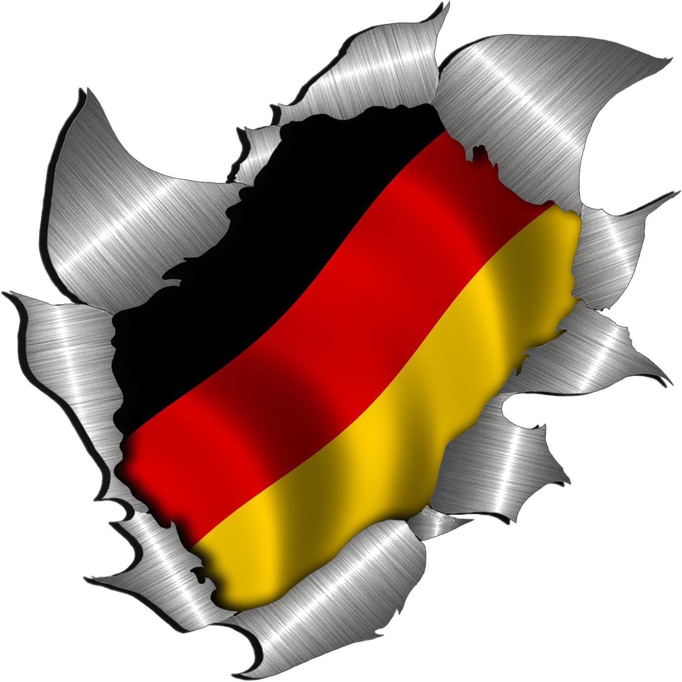Extra Large size German Flag Metal Rip Open Sticker