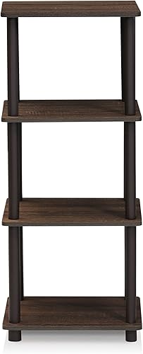 Miniatura 7 de Furinno Turn-N-Tube - Estante para 2 espacios y 3 estantes espaciales, nogalmarrón