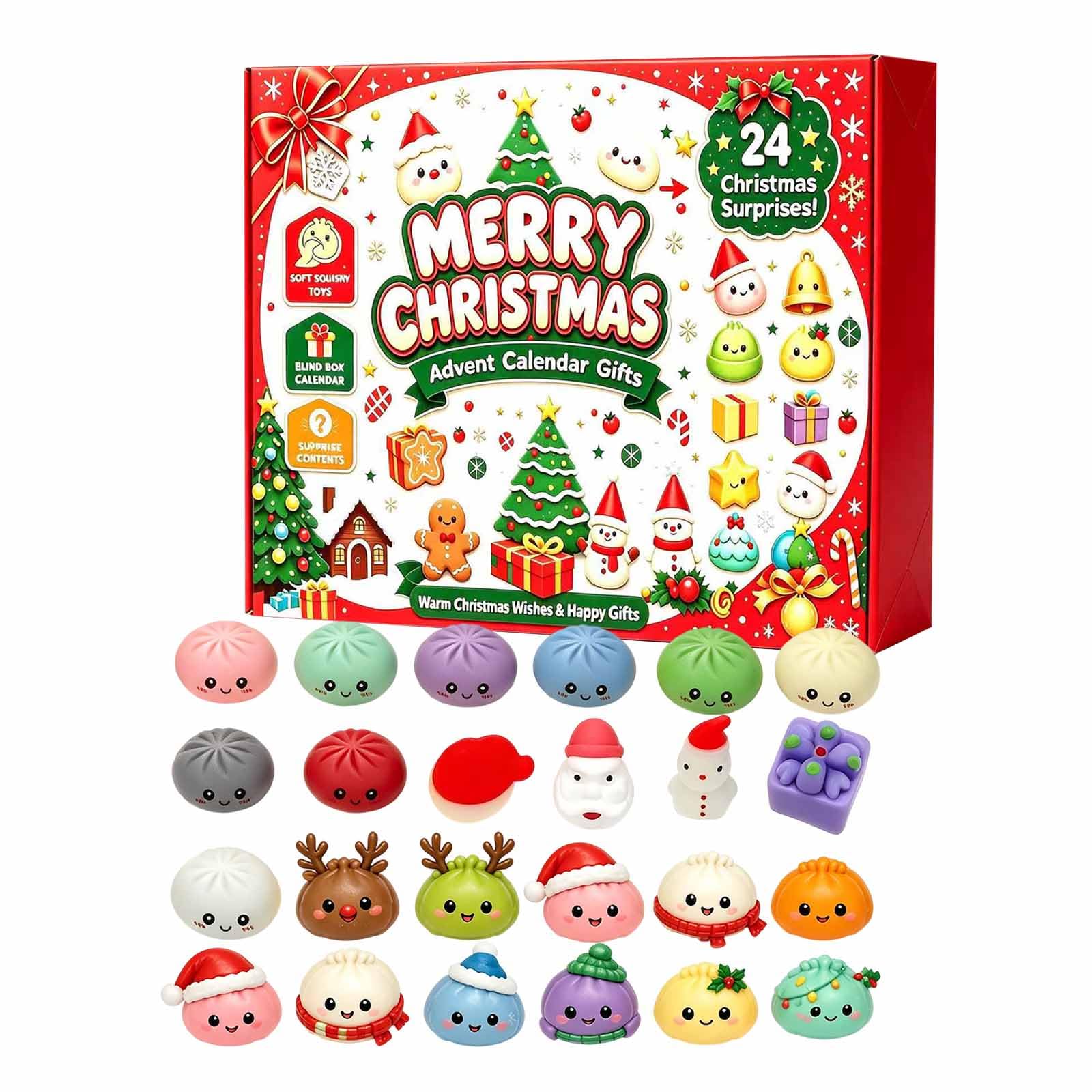 Christmas Advent Calendar 24‑Day Toy Christmas ‑Up Hole Punch Sensory Stress For Kids Fidgets Christmas Birthday Party Favors Gift