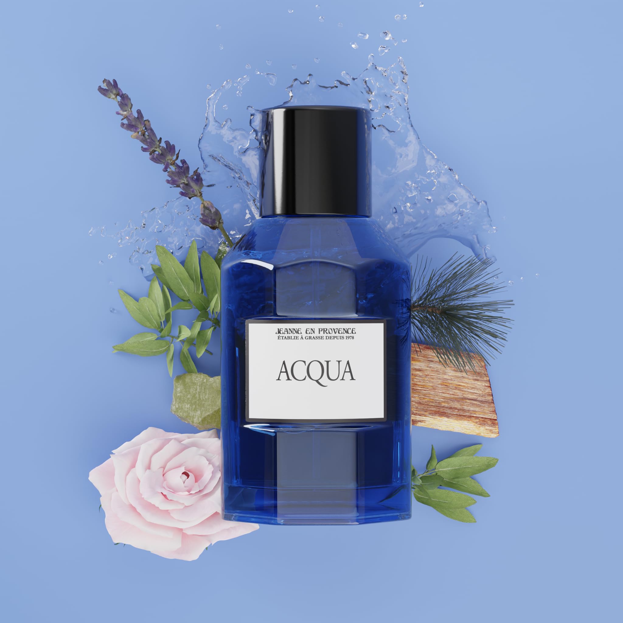JEANNE EN PROVENCE - Perfumy Homme Acqua - woda toaletowa - butelka z rozpylaczem 100 ml - Wyprodukowano we Francji w Grasse
