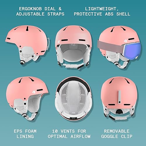 Miniatura 10 de Retrospec Comstock - Casco de esquí y snowboard para adultos, carcasa de ABS duradera, espuma EPS protectora y 10 rejillas de ventilación,