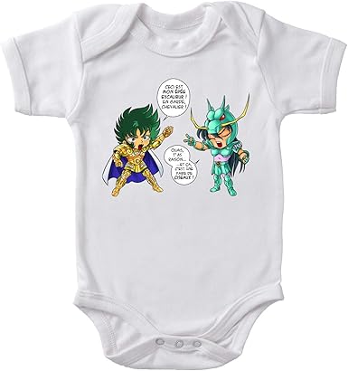 Okiwoki Body Bebe Blanc Saint Seiya Parodique Shura Chevalier D Or Du Capricorne Et Shiryu Du Dragon J T Ai Casse La Parodie Saint Seiya Amazon Fr Vetements