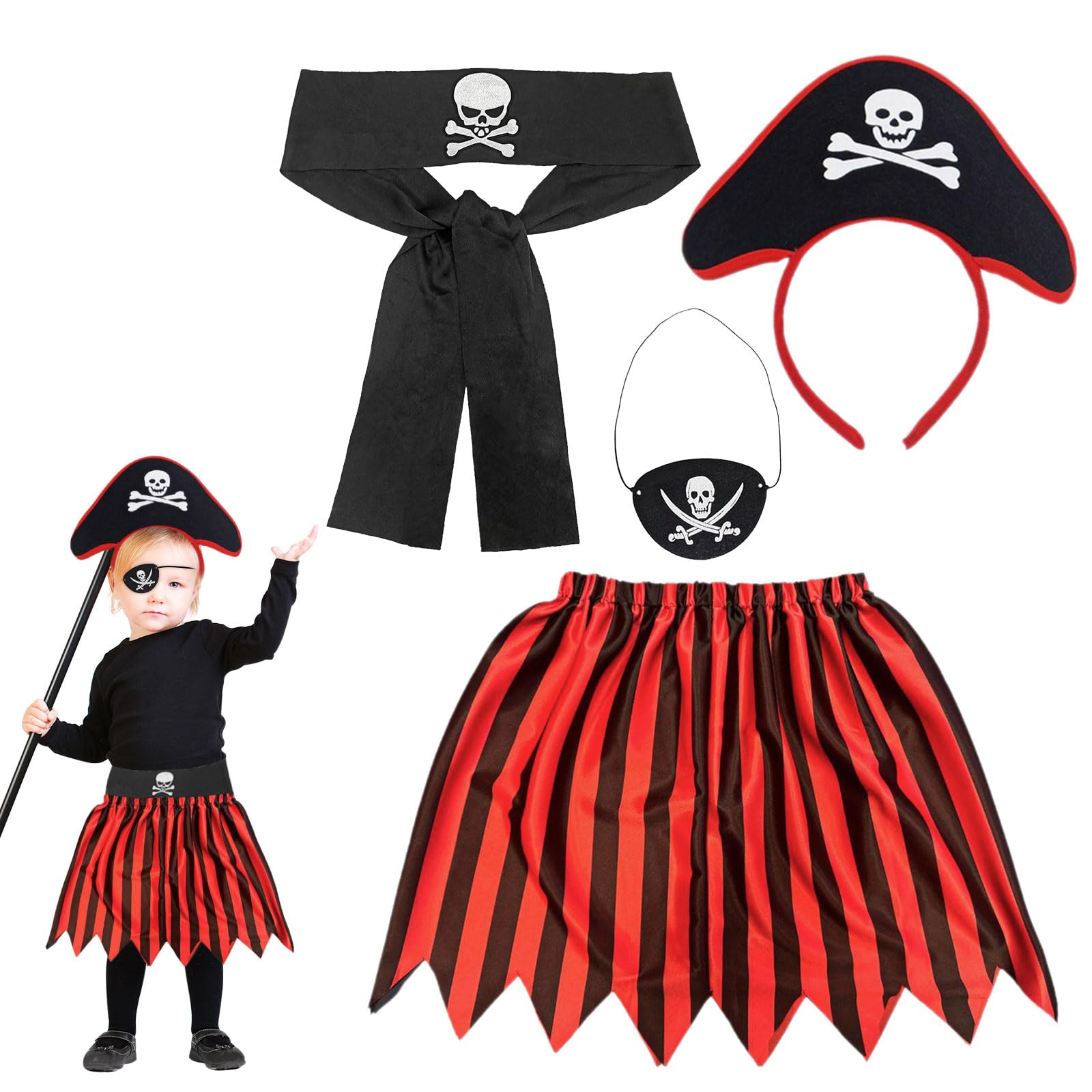 FUIPVGI 4 Pieces Kids Pirate Costume