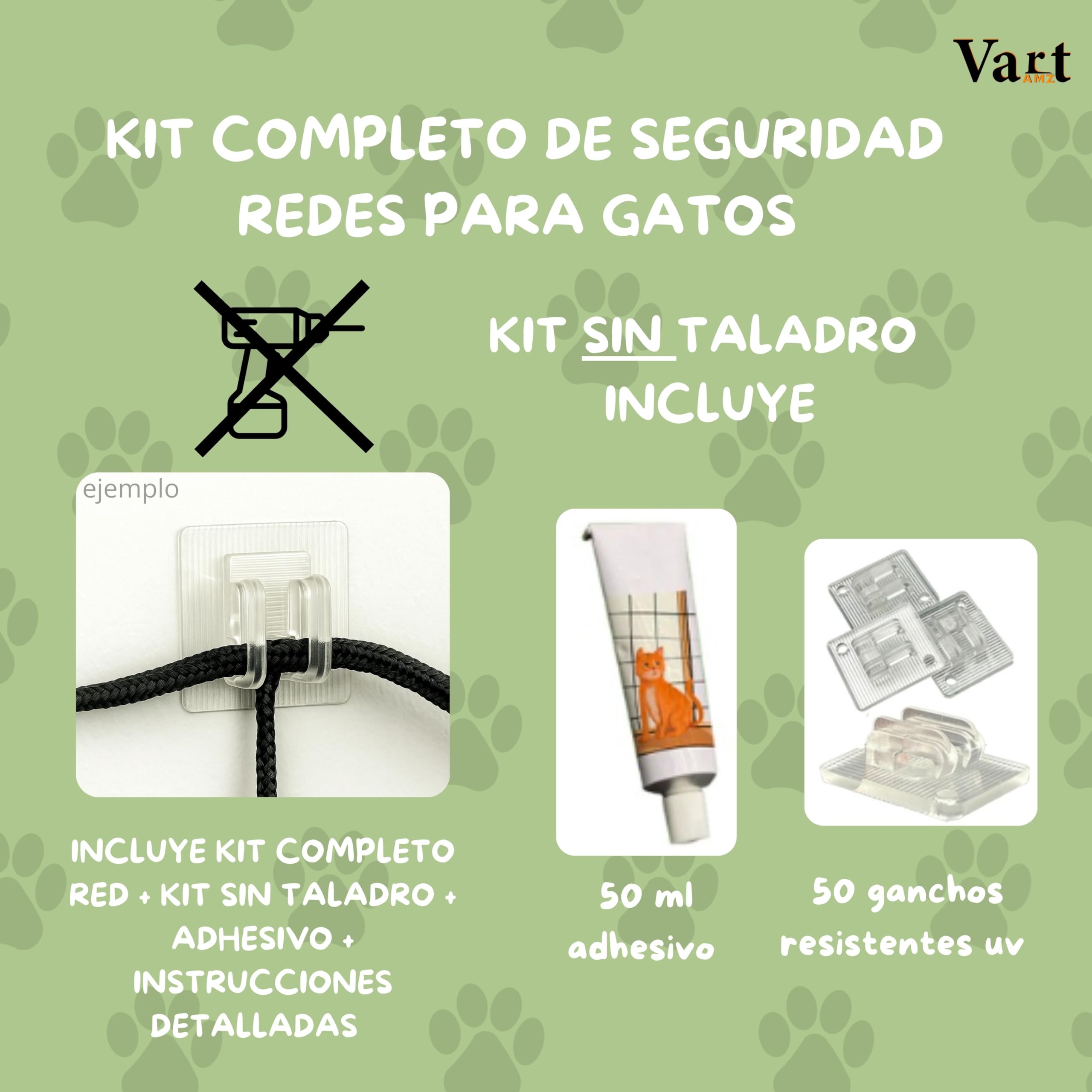 Red para Gatos Terraza y Balcón (8x3m) Reforzada con Alambre Trenzado – Malla Seguridad Negra Antimordiscos para Ventanas y Exterior, Kit Completo Instalación Sin Taladro o con Taladro