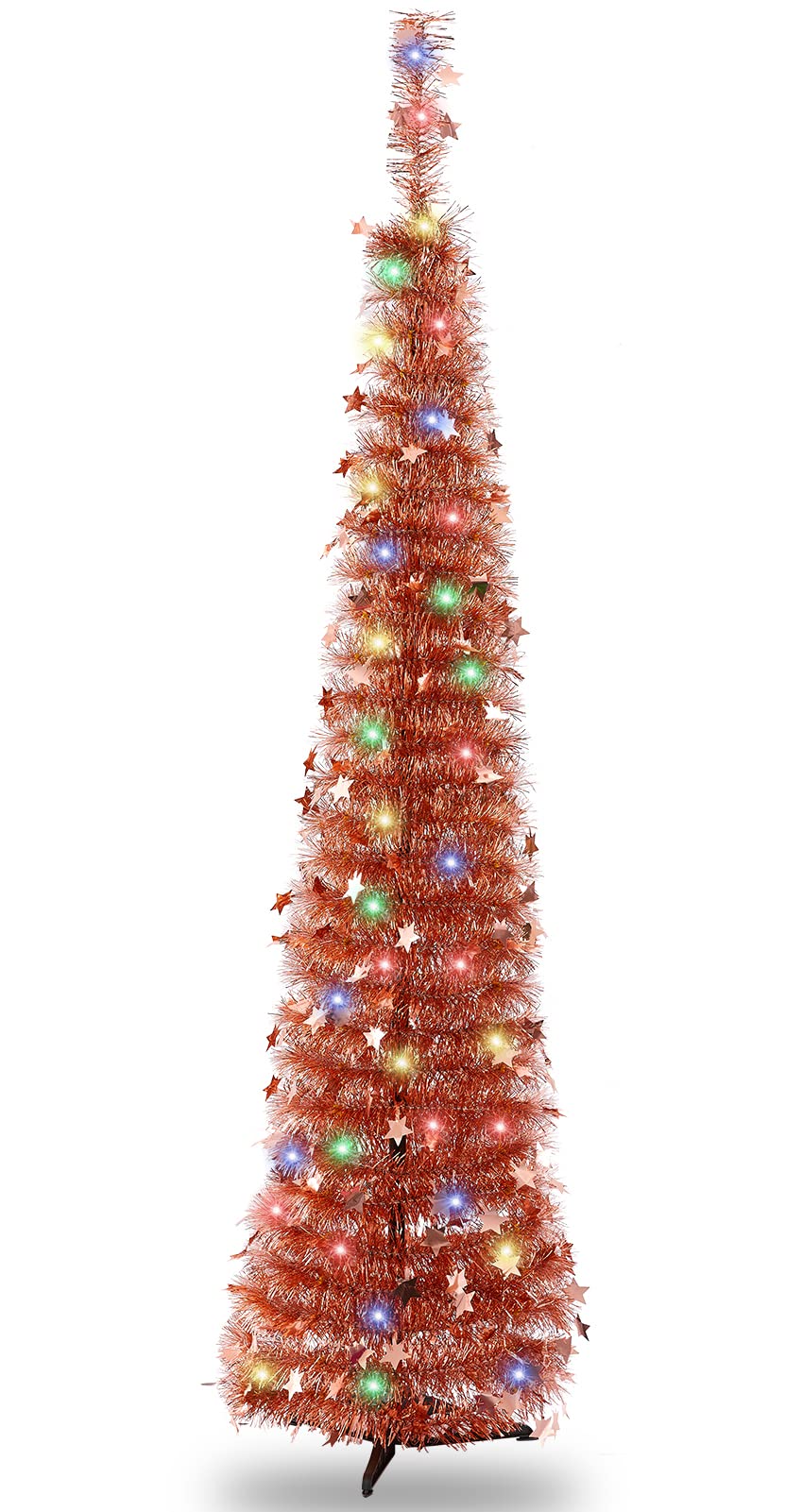 Jilimeli 5Ft Pop Up Tinsel Christmas Tree with Stand EasyAssembly