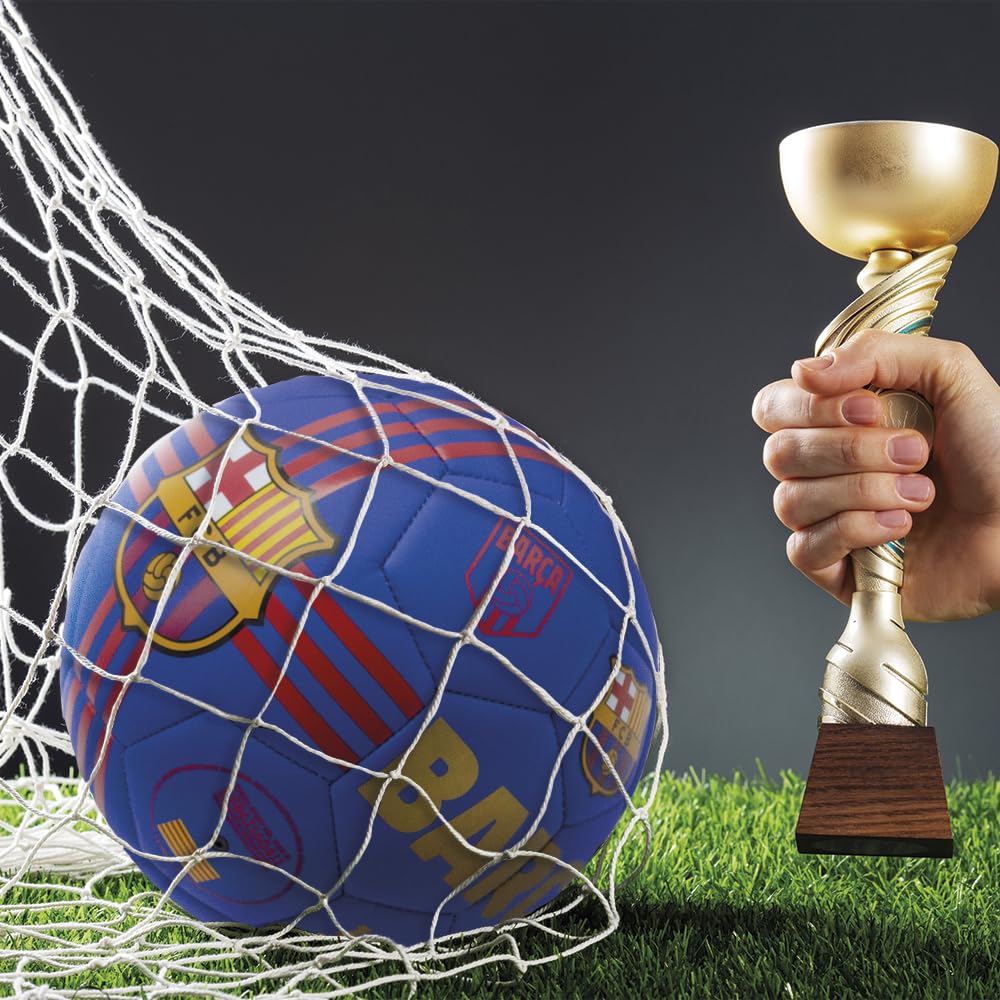 Piłka nożna Barcelona FC - Oficjalny projekt Blaugrana z matowym wykończeniem ze 100% nadrukiem Barca Gold - Niebieski i Czerwony 1899 - Rozmiar 5 Tarcza + Czarny Plecak Na Lato, Plażę, Basen, Wieś