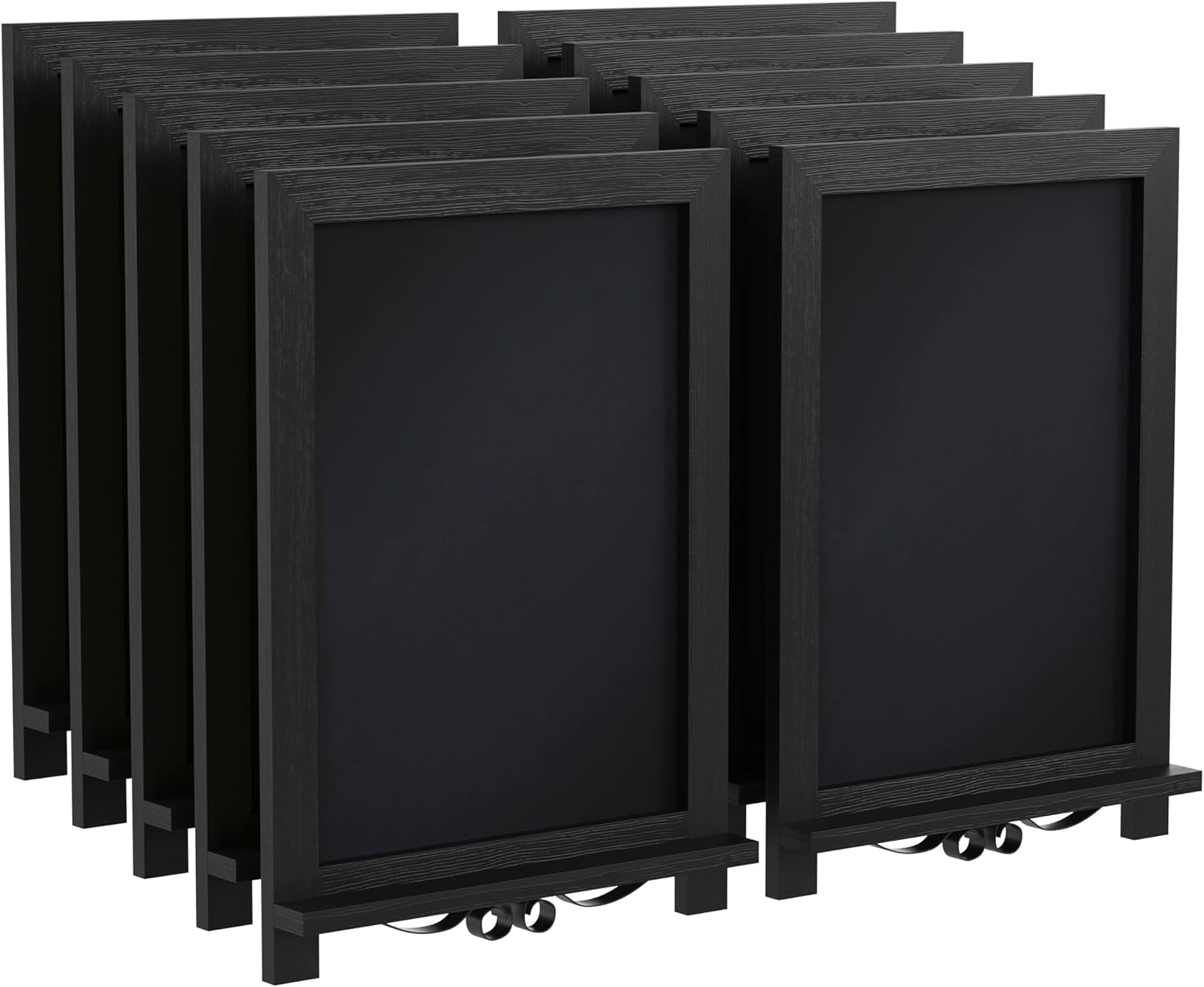 EMMA + OLIVER Burke Tabletop Chalkboard - Black Frame - Magnetic Drawing Surface - Folding Legs - Can be Wall Mounted - 12"x17" - Easy to Clean - Set of 10
