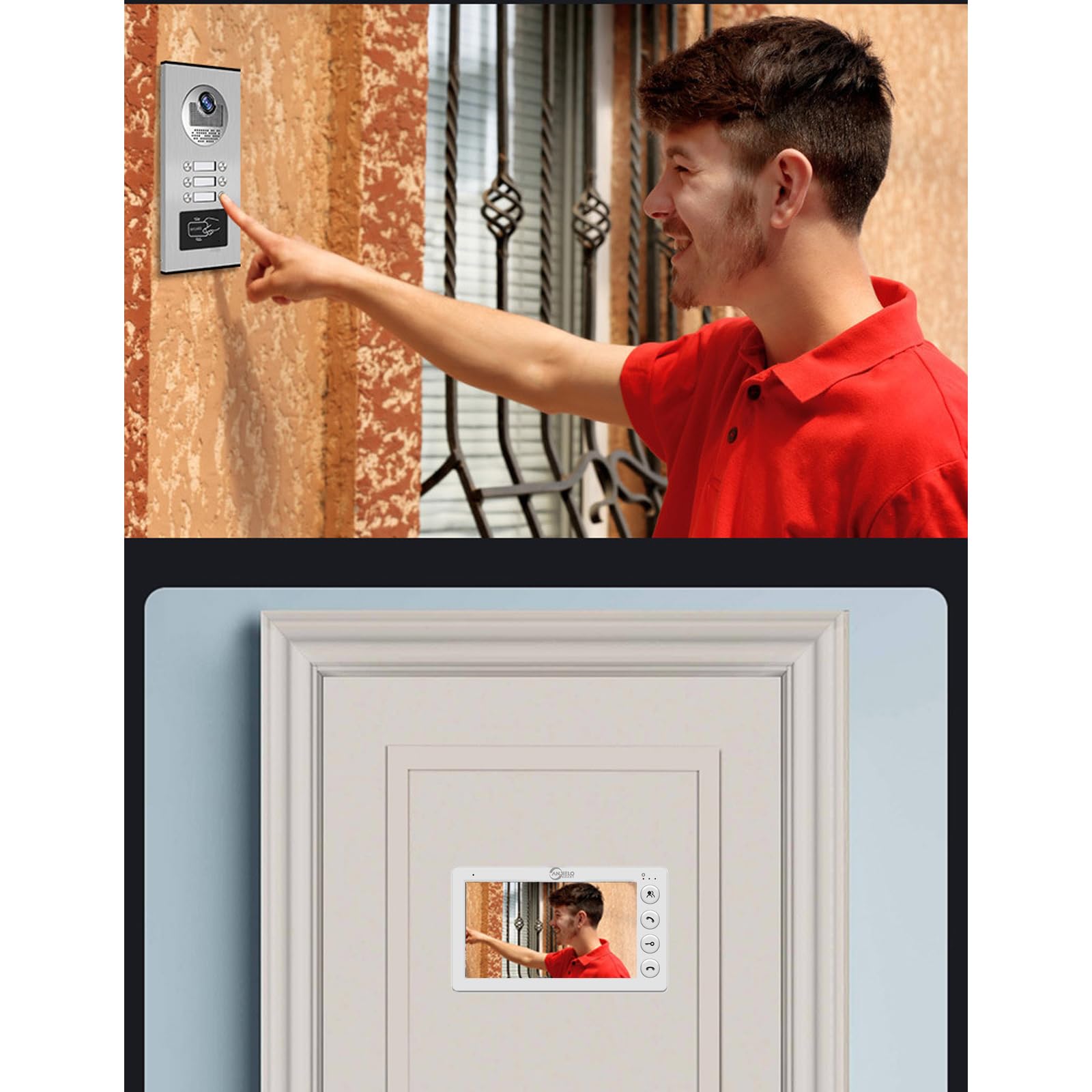 Sistema de intercomunicación de vídeo con cable para apartamentos, 6 unidades de sistema de intercomunicación de vídeo con monitor de 7 pulgadas, timbre de vídeo para interior y exterior, desbloqueo