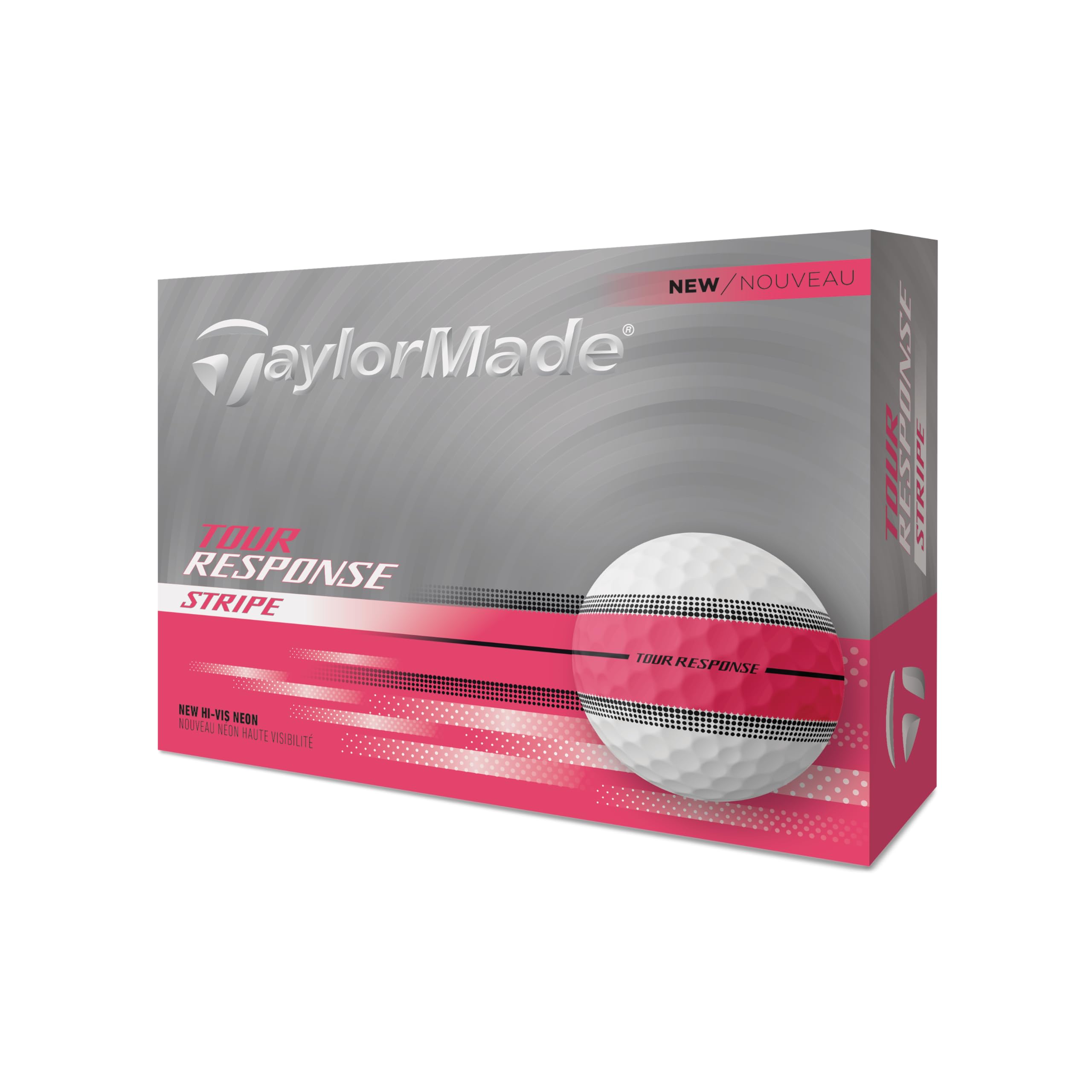 TaylorMade 2025 Golf Tour Response Stripe White/Pink Golf Balls