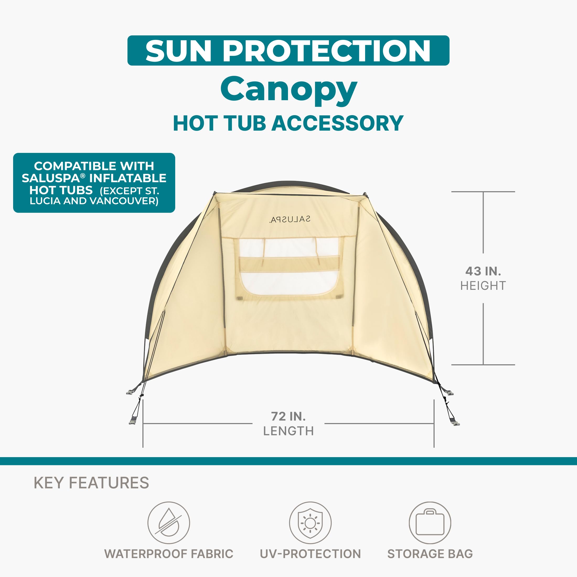 Bestway SaluSpa - Parasole antivento con protezione UV, accessorio per fissaggio, con finestre in rete, per vasche idromassaggio gonfiabili rotonde (solo parasole)