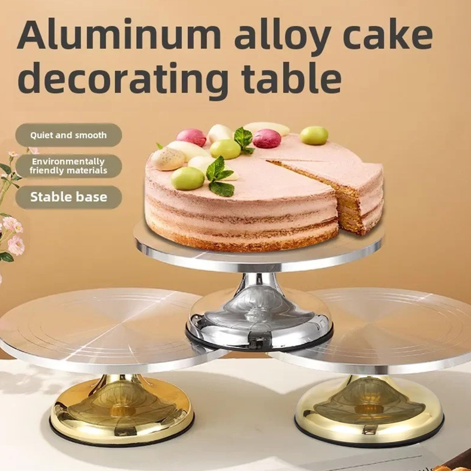 Drehbarer Kuchenständer aus Aluminiumlegierung zum Dekorieren und Drehen von Gebäck und Cupcake-Backzubehör