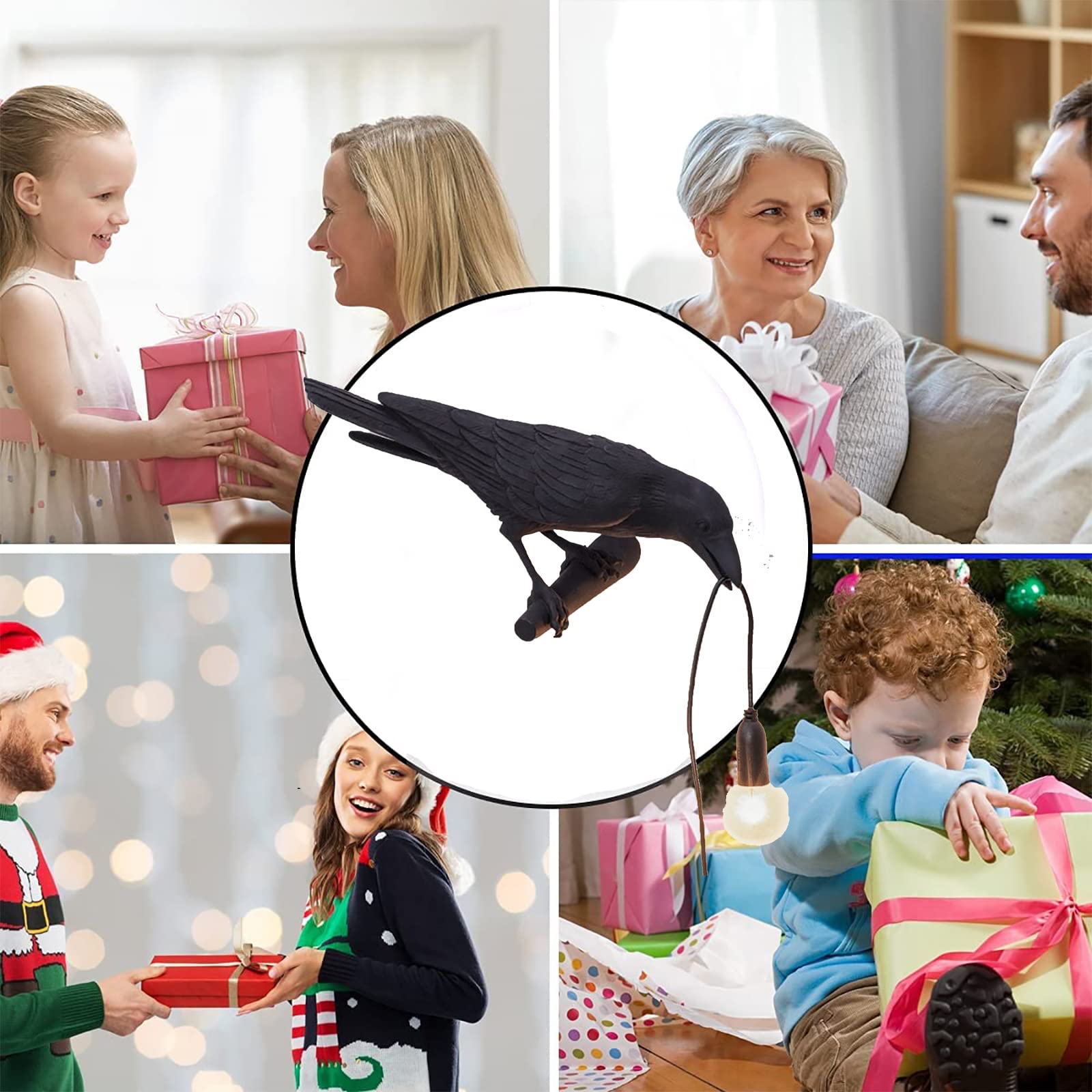 HGomx Raven Desk Lamp, Raven Lamp, Bird Lamp, Resin LED Bird Lamp for Bedroom/Office/Living Room/Farmhouse Art Deco with Plug (Left)