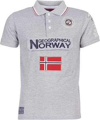Geographical Norway KAYFOUR Mens Polo Shirt Grey Short Sleeve Jersey