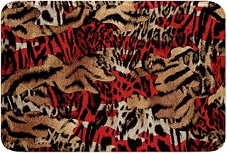 Alfombra de baño de Leopardo para niñas y Mujeres, Color Rojo, Negro, marrón, Leopardo, Antideslizante, Alfombra de área de Piel de Tigre de África, Alfombra de Piel de Tigre de Safari, Felpudo Suave