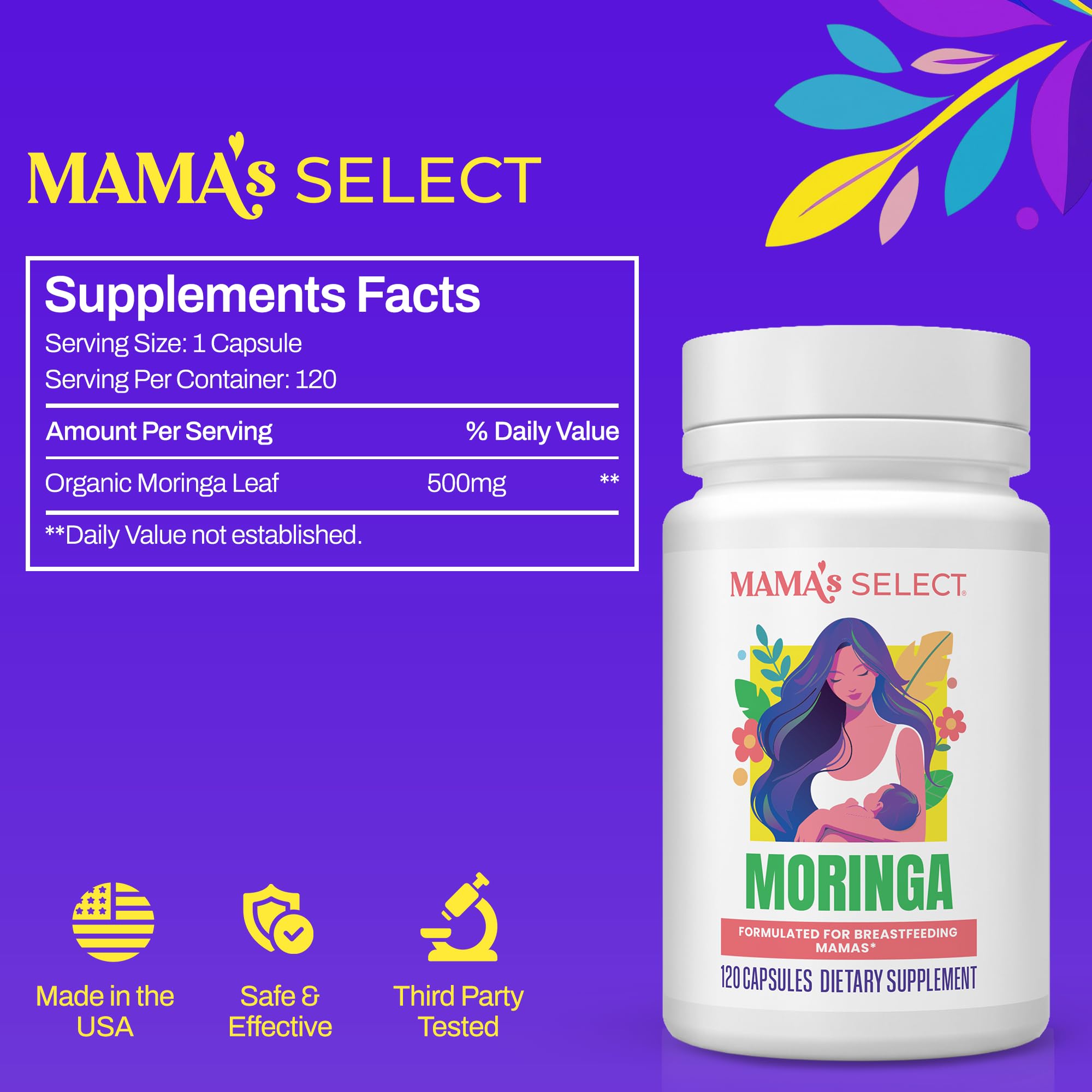 Organic Moringa Capsules 500mg for Breastfeeding – Lactation & Milk Supply — Amazon image 2