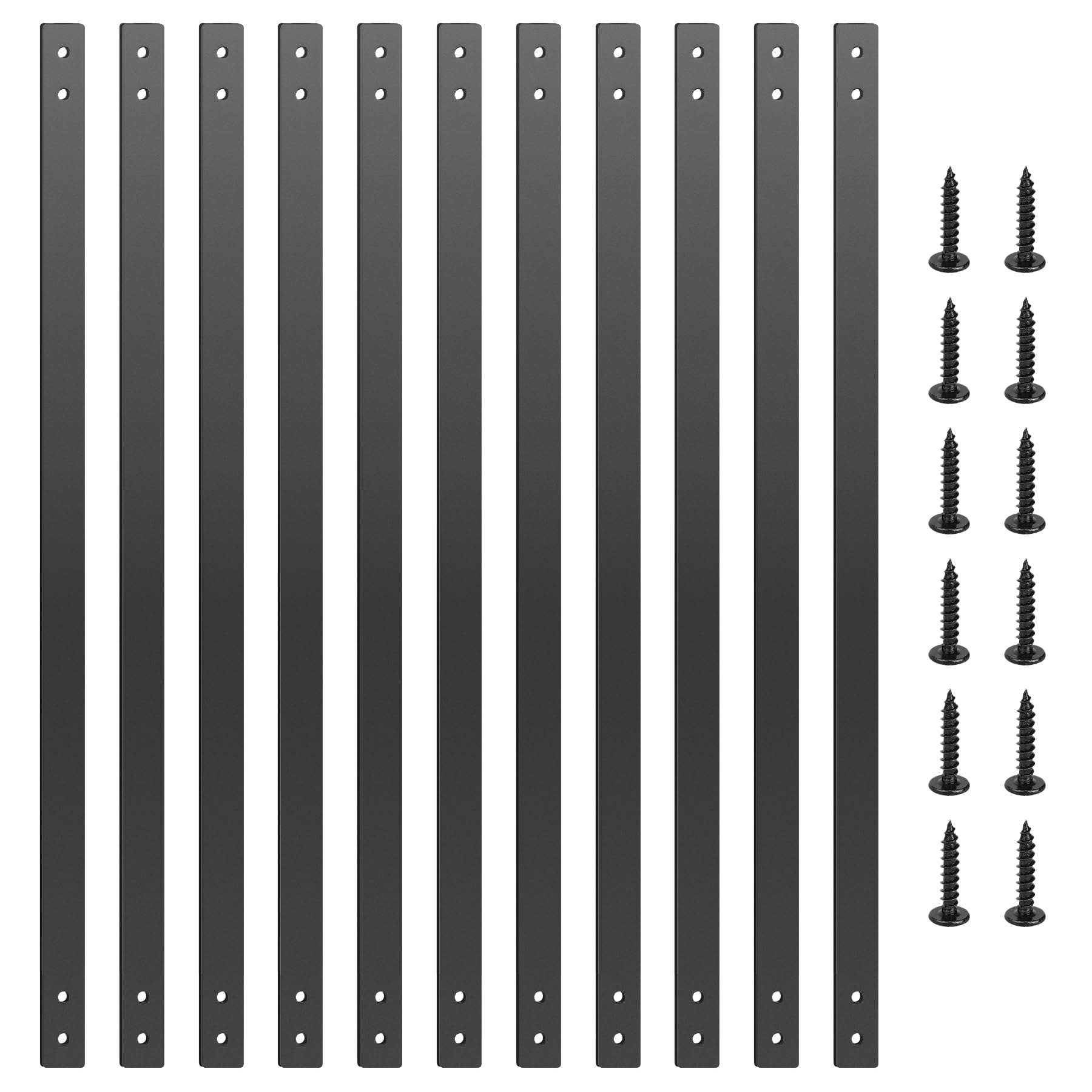 akenow deck balusters 32.25inch-51 pack metal deck spindles,flat straight baluster with screws,heavy duty cast iron deck railing, for outdoor stair deck porch