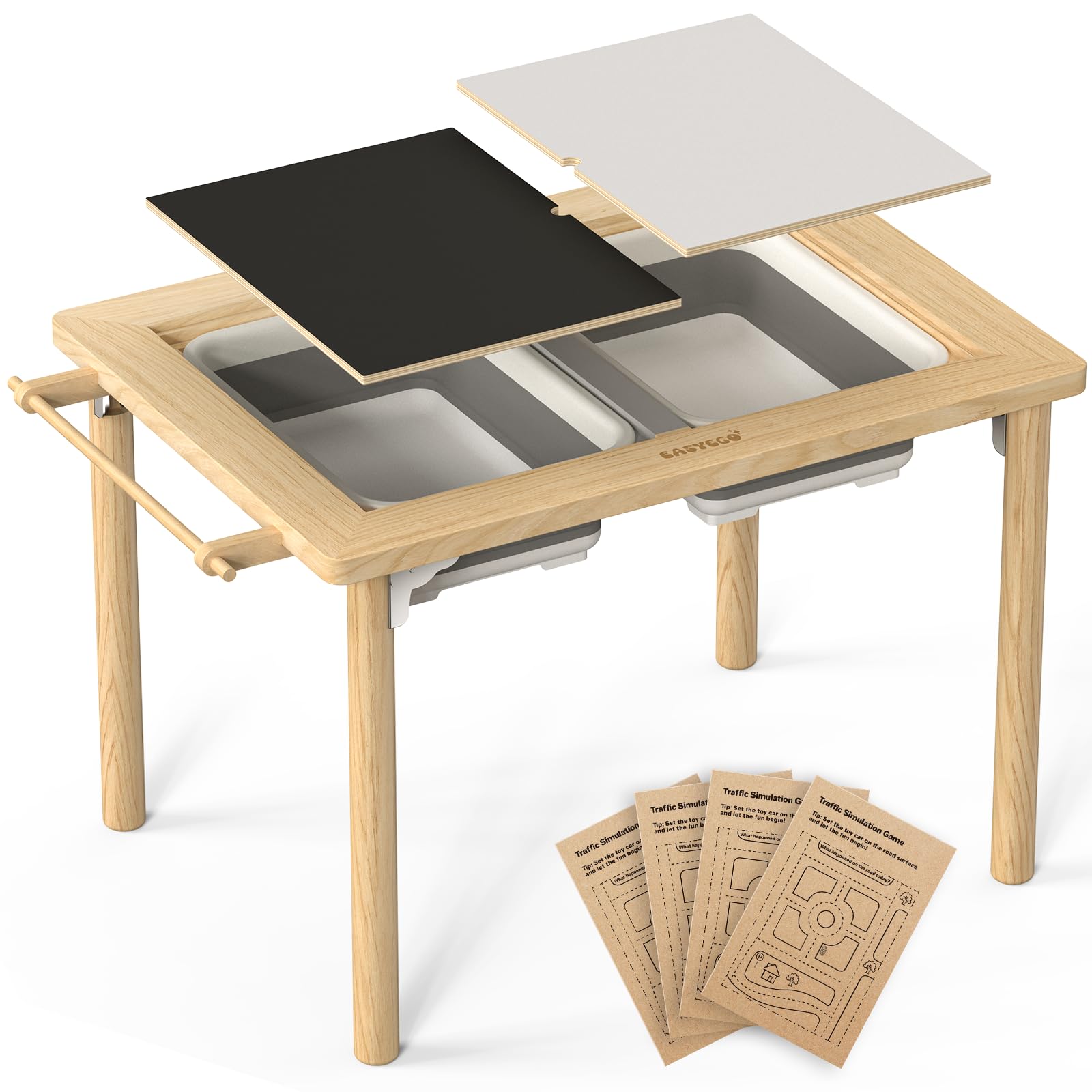 easyego sensory table for toddlers kids play wooden sand water table with double-sided board amp foldable storage bins for indoor and outdoor use birthday gifts for boys and girls