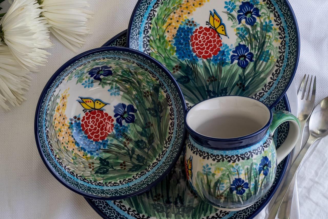 Blue Rose Polish Pottery Teresa 16 Piece Dinner Set