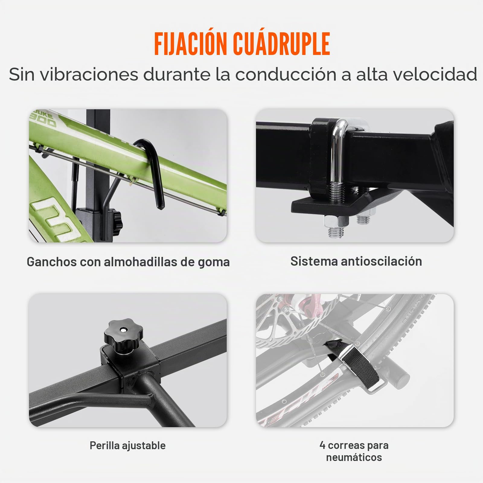 VEVOR Portabicicletas para 2 Bicicletas Portaequipajes con Enganche Capacidad de Carga Máxima de 36 kg Compatible con Receptores de 30/51 mm para Coches SUV Autocaravana Camión Viajes Desplazamientos