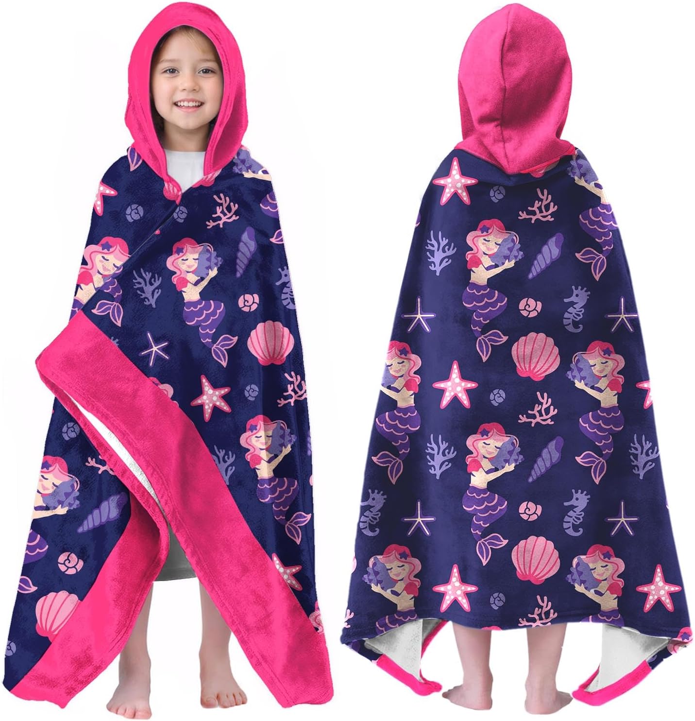 Amazon.com: Ritiga Mermaid Girls Beach Towel with Hoodie for Kids ...
