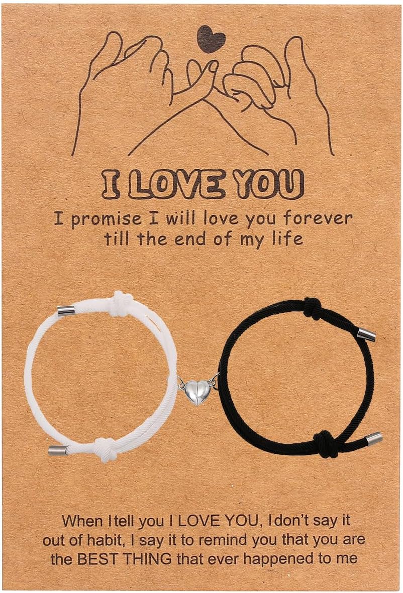 Matching Couple Bracelets Gifts for Boyfriend Girlfriend Valentine's Day Bracelet Touch Bracelets for Couples His and Her Heart Matching Bracelets for Couple Anniversary Birthday Engagement Gifts