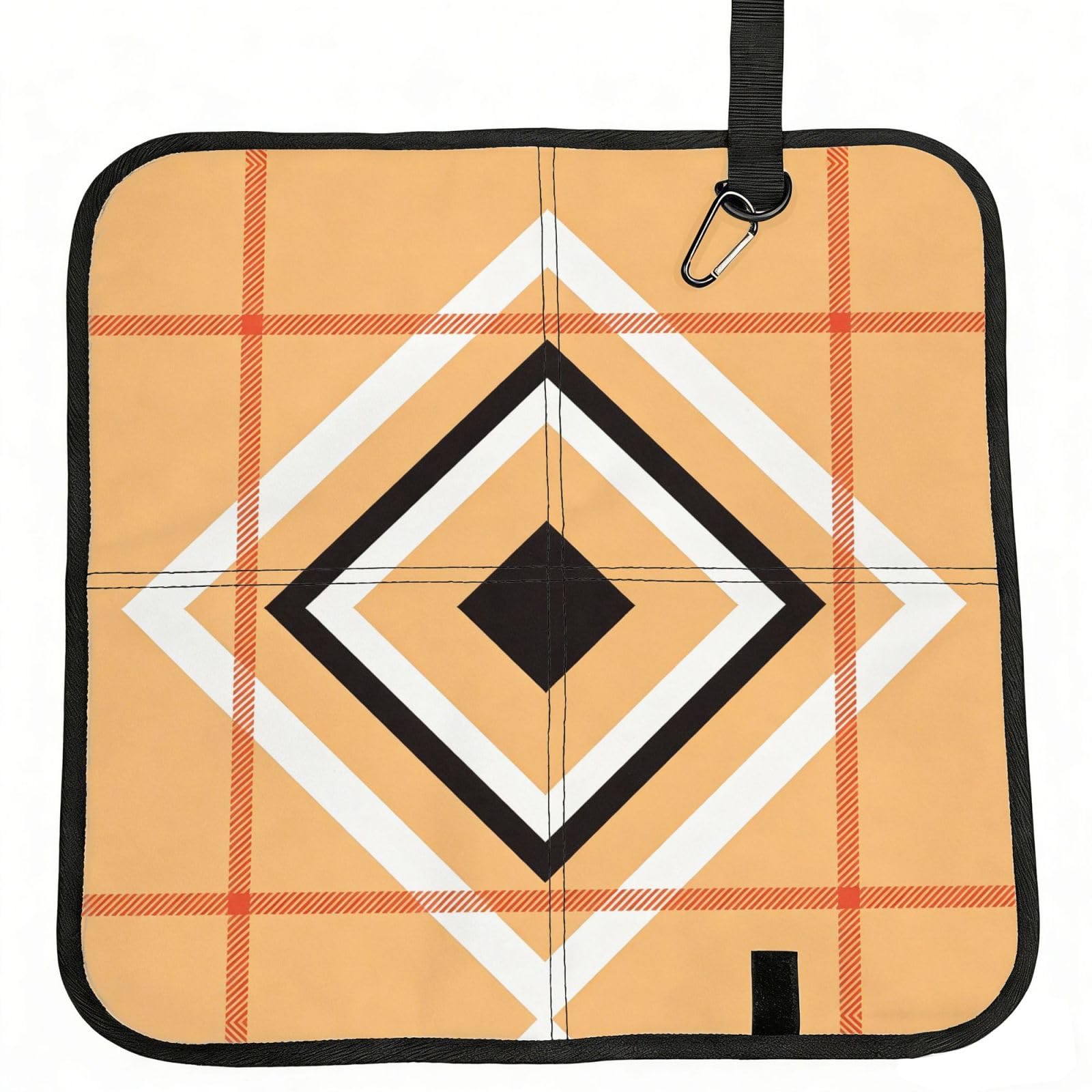 DUYIOKH Layered Diamond On Plaid Background Print Foldable Portable Seat Cushion for World Cup Games, Camping and Outdoor Activities