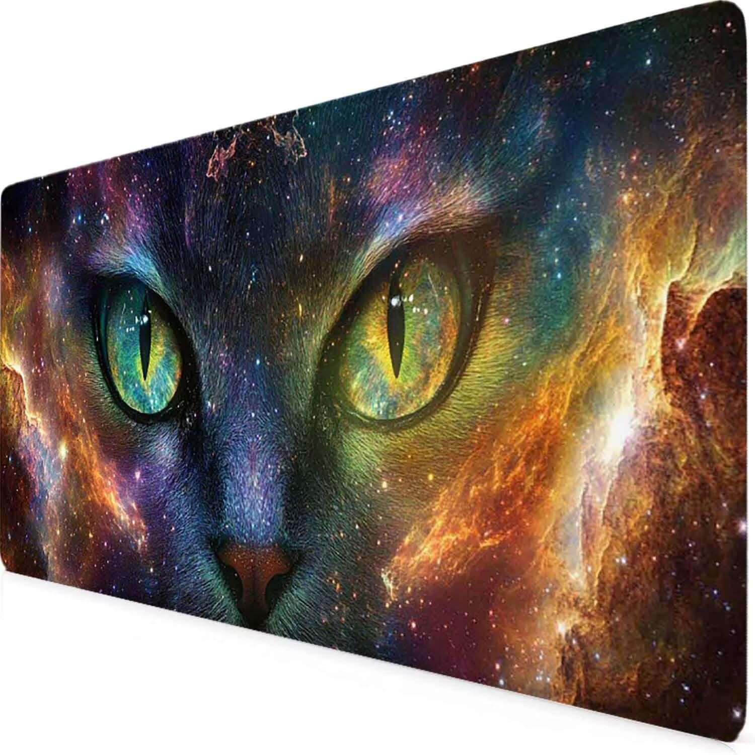 Kolorowa podkładka pod mysz dla kota XXL 1200 x 600 mm podkładka pod mysz z przeszytymi krawędziami i gumową podstawą antypoślizgowa podkładka pod mysz XXL do komputera, laptopa, akcesoria biurowe
