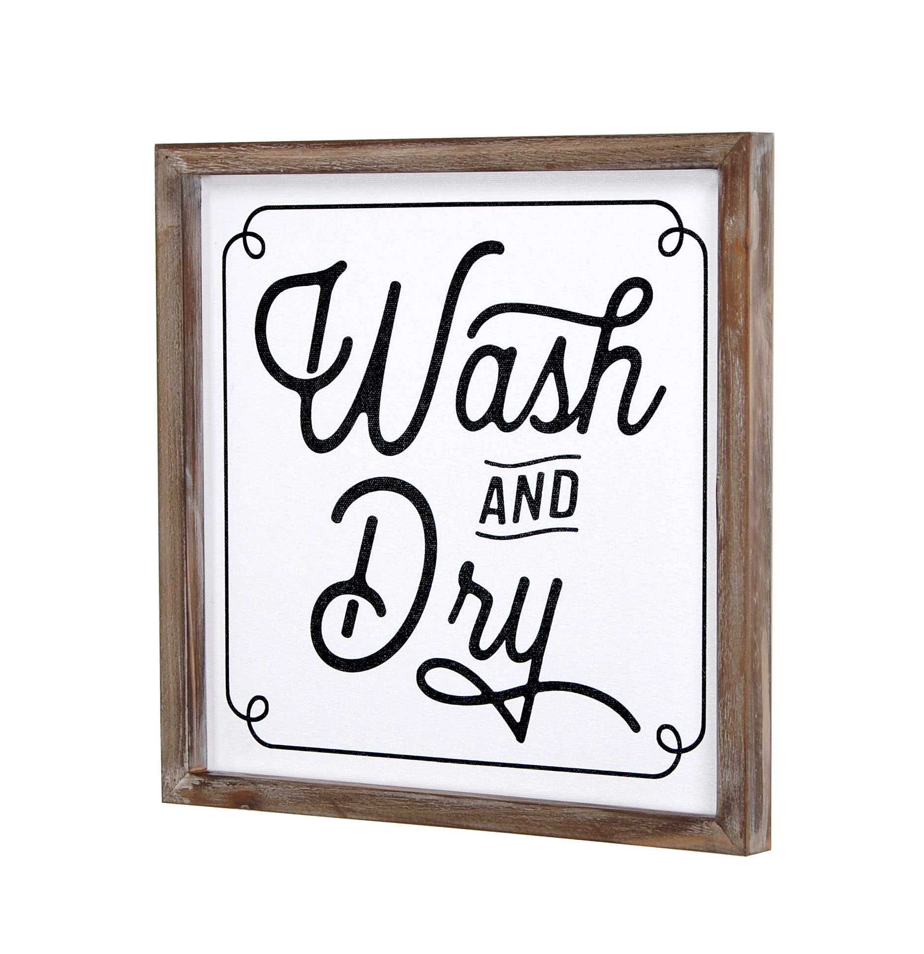 Rustic Wood Frame Laundry Sign For Laundry Room Decor and Accessories,Wash and Dry Wood Plaque Modern Farmhouse Laundry Wall Decor,Protection Layer Surface,Hanger For Hanging-11.8x11.8