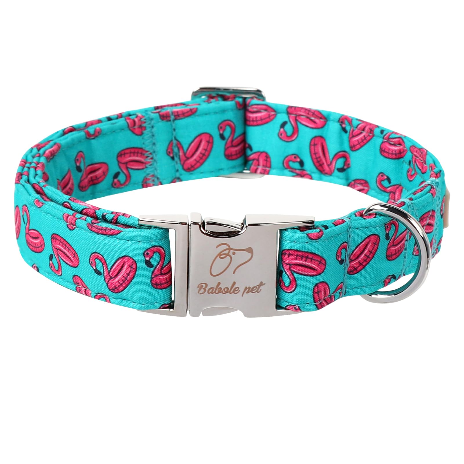 Babole Pet Summer Dog Collar, Cool Flamingo Float Pet Collar with Metal Buckel, Durable Adjustable Designer Dog Collars for Small Medium Large Dogs M