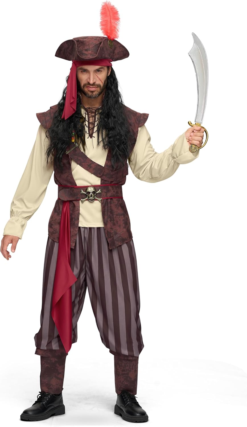 Spooktacular Creations Mens Caribbean Pirate Costume Adult Sea Captain Robber Costume for Halloween - Image 4