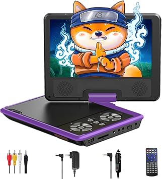 Surfola Portable DVD Player 9.5"/7.5 Inch Mini CD/DVD Player Compact Region Free CPRM Compatible 5 Hours Continuous Playback USB/SD Card Support Resume Function 270  Swivel/180  Flip Portable AV Input