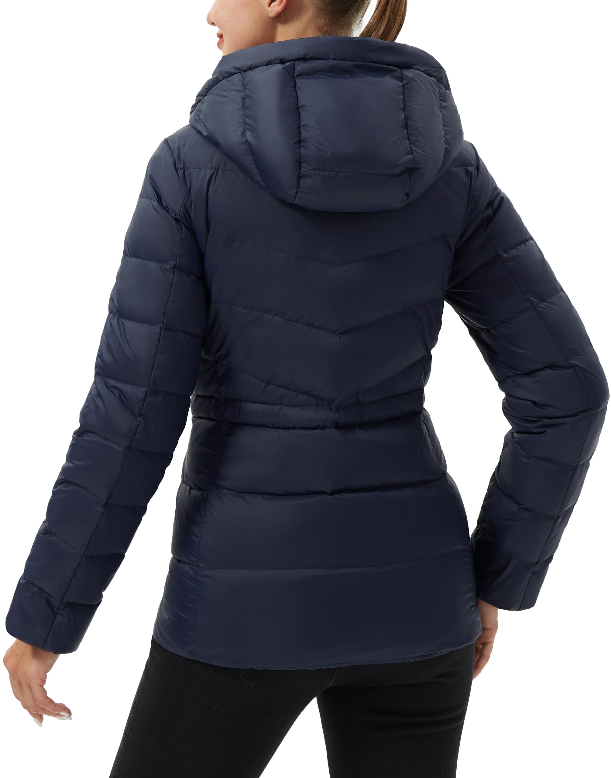 Chaqueta de plumón para mujer, ligera, con capucha
