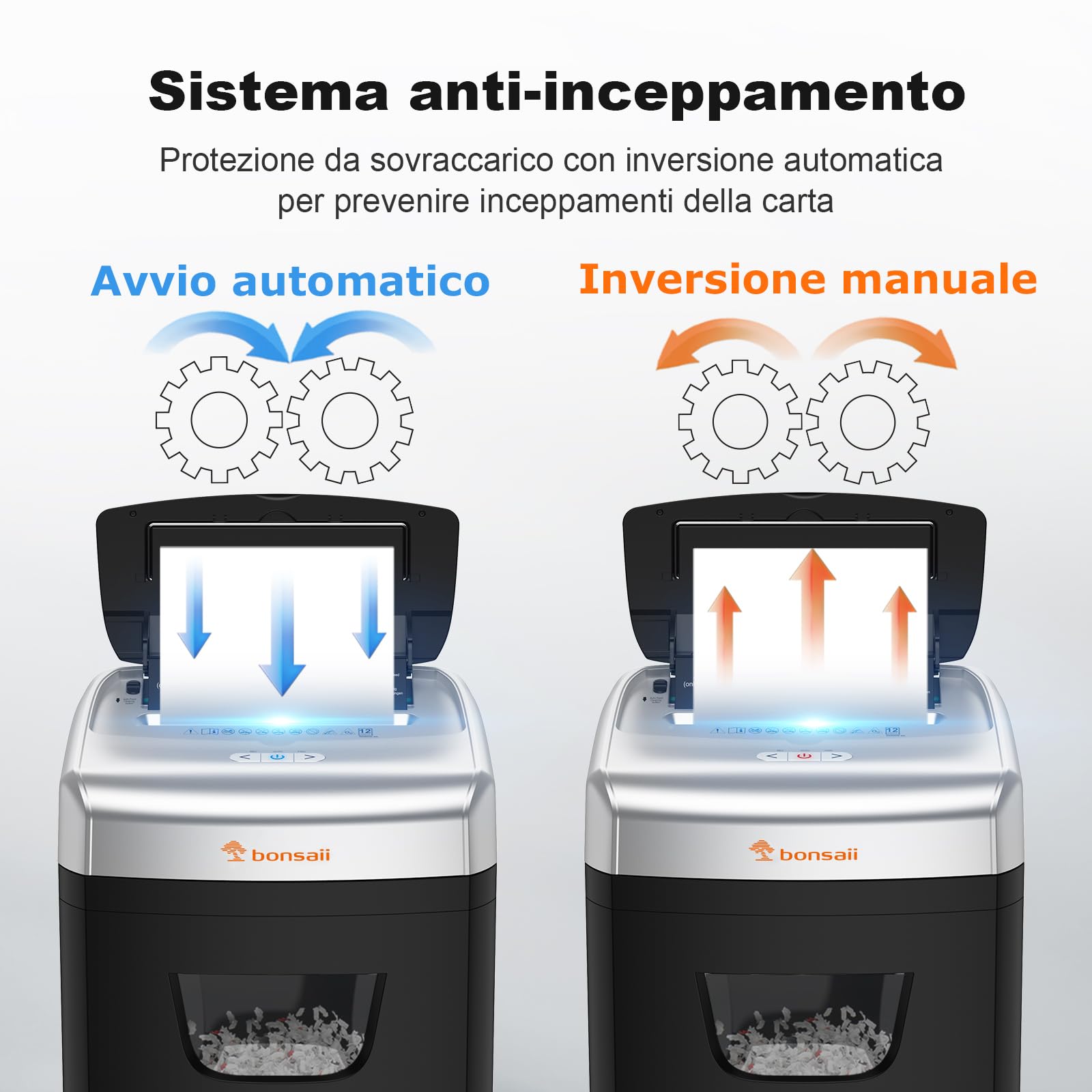 Bonsaii Distruggidocumenti da 120 fogli con alimentazione automatica, taglio a particelle P-4, estremamente silenzioso con 62 dB, contenitore da 23 litri e 4 ruote, trituratore a microtaglio