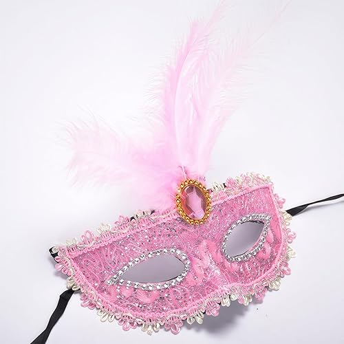 YHan Máscara de plumas para mujer, disfraz veneciano de Halloween, Mardi Gras, para fiesta, baile de graduación, accesorio divertido para cosplay