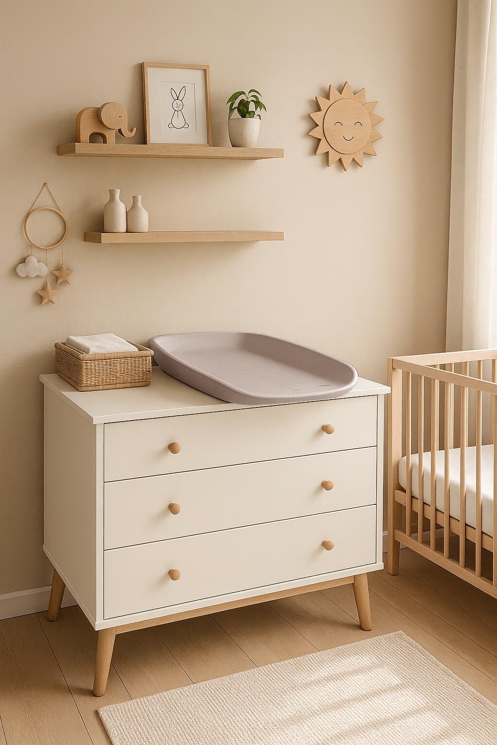 Fillikid Wickelmulde Soft Care Exklusiv 72x45 cm | Abwaschbare Wickelauflage aus EVA | Weiche Liegefläche mit erhöhtem Rand | Pflegeleicht & hygienisch | Modernes Design für Babyzimmer, ab Geburt