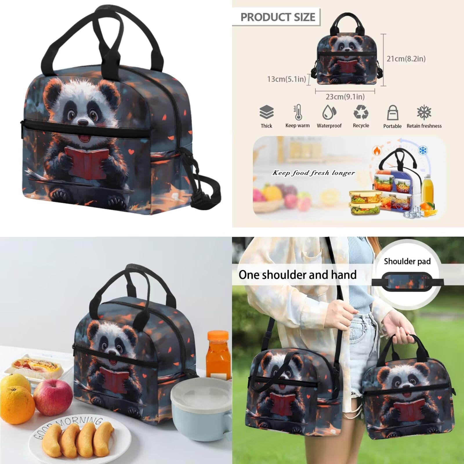 HUGS IDEA Set di 3 zaini per bambini con borsa per il pranzo, portapenne, borsa per libri scolastici