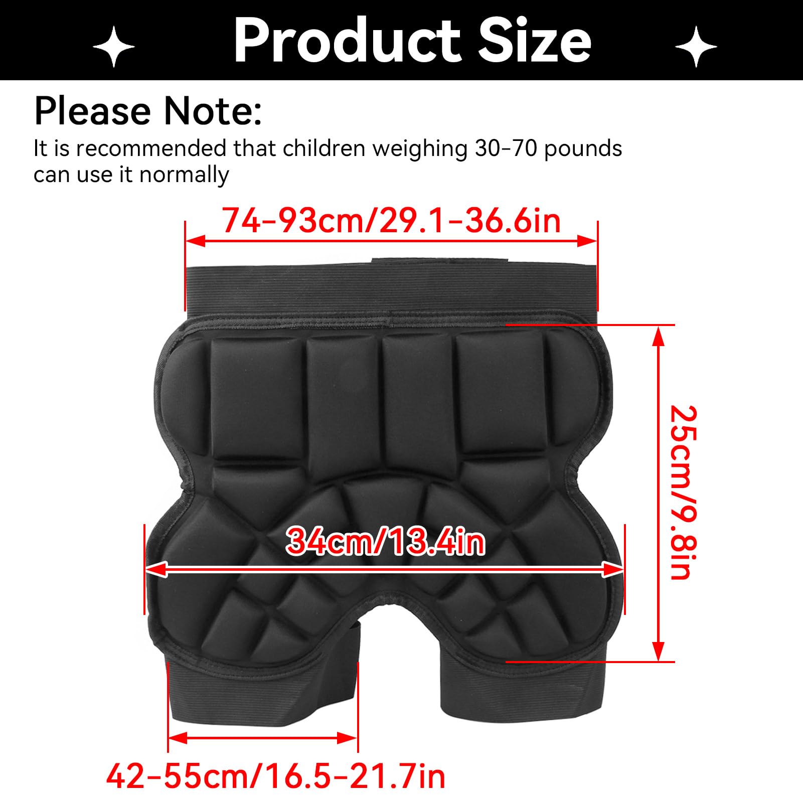 Almohadillas de Protección de Cadera para Niños, Pantalones Cortos para Esquiar, Patinaje, Protector de Trasero Grueso Antideslizantes