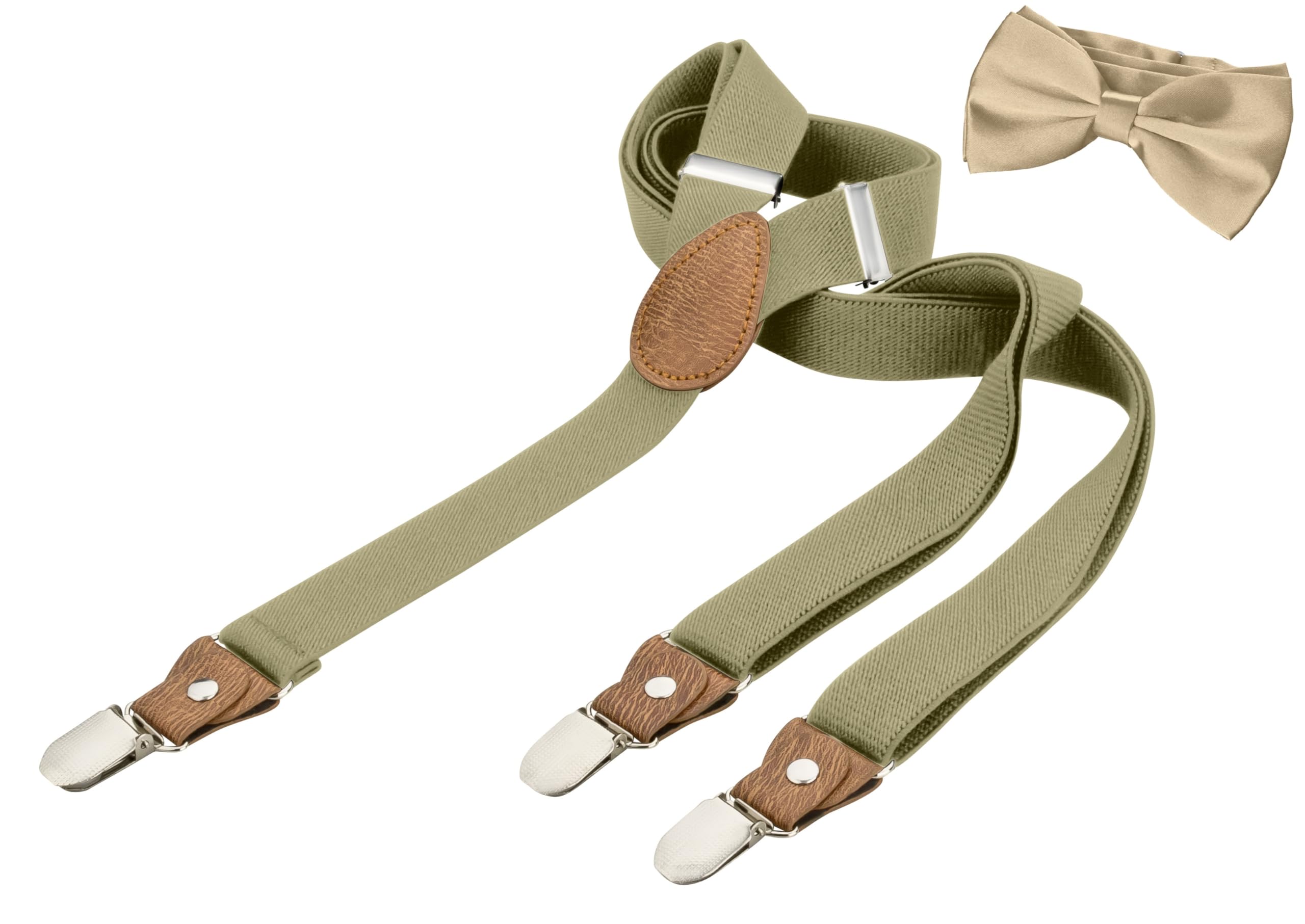 BomGuard Bretelles Hommes Vintage 2,5 Cm + Nœud Papillon Set - Réglables 120 Cm