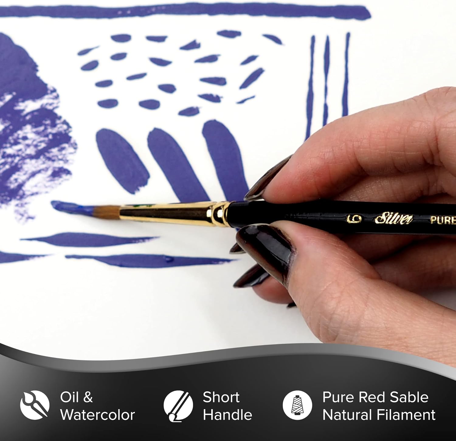 Silver Brush Limited 7100S-8 Renaissance Round Paintbrush for Oil, Watercolor, Gouache, Inks, Dyes, Fluid, & Flow Acrylic, Size 8, Short Handle