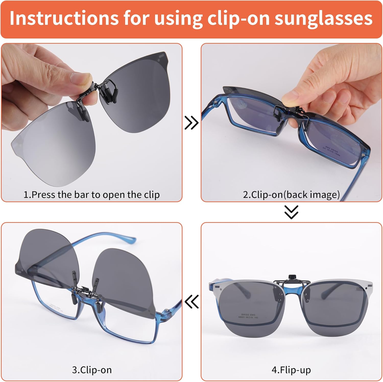 Cat Eye Clip On Polarized Sunglasses for Women UV400 Lens Compact Fit Non Flip Up - Image 4