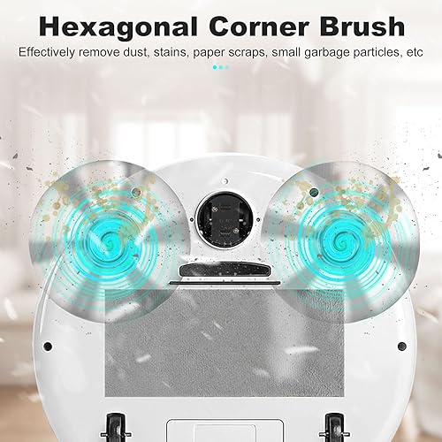 Miniatura 6 de Pilipane Robot aspirador, aspiradora robótica inteligente con trapeador para pelo de mascotas, suelo duro, azulejos, robot de barrido inteligente,