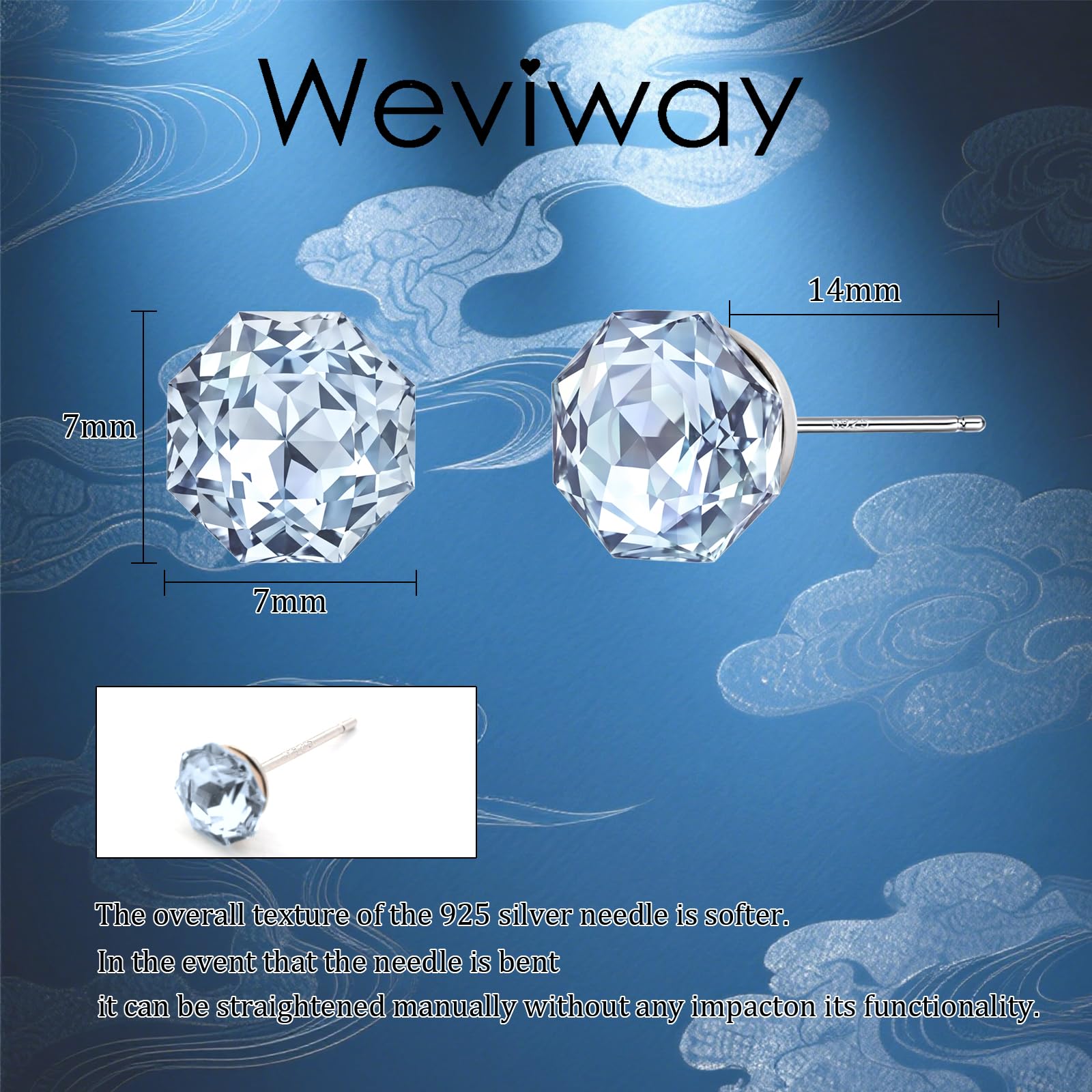 925 Sterling Silber Ohrstecker für Damen, Ohrringe Damen mit Aquamarin Kristallen und Edelstein-Geburtsstein, Hellblauer Geburtsstein Schmuck Geschenk für Frauen Freundin Mama Mädchen