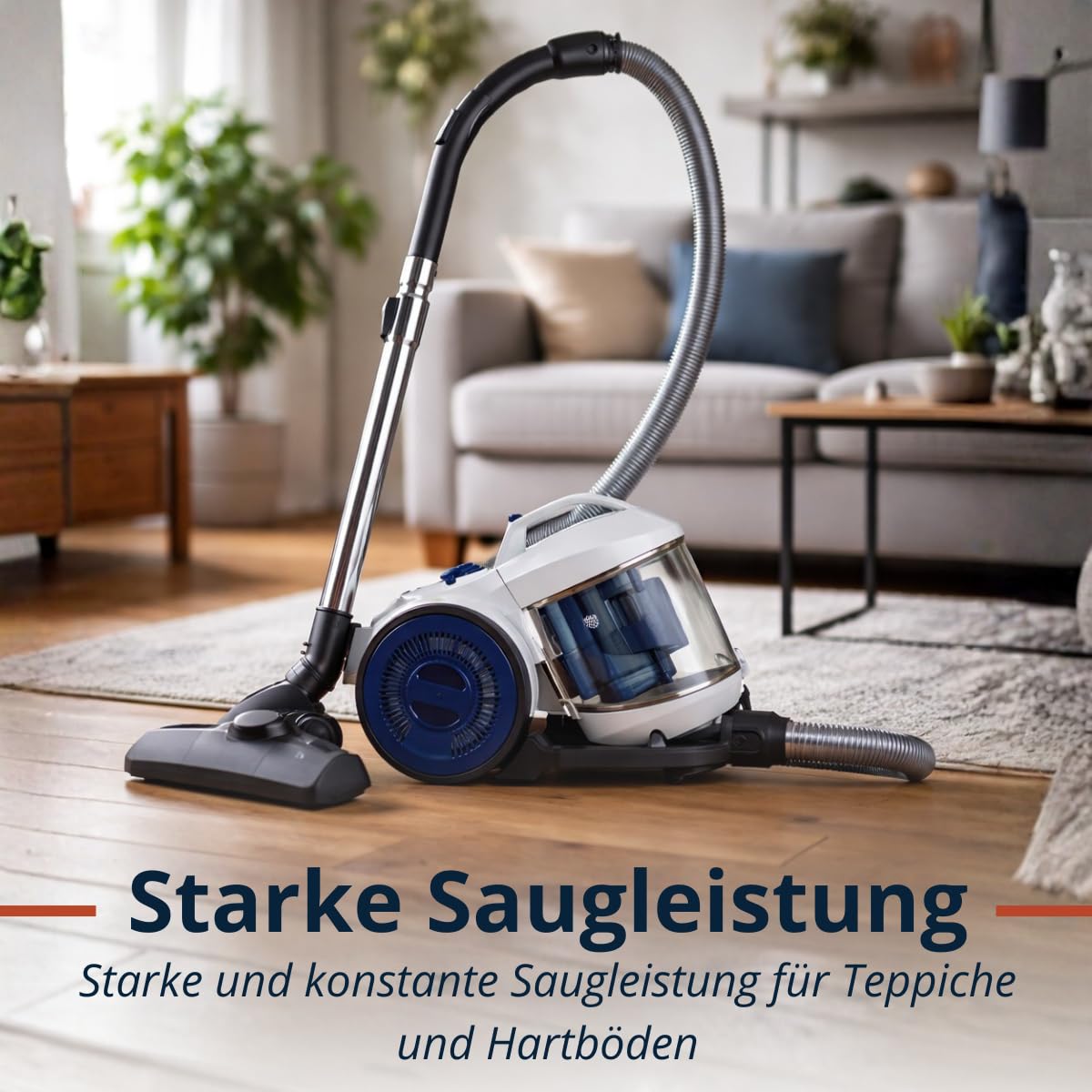 Dirt Devil Staubsauger ohne Beutel DD2503 – Staubsauger 800W HEPA 12 Filter – mit Kombibürste, Fugendüse und Möbelaufsatz – Staubsammelbehälter 2,2 l, Ot Weiß