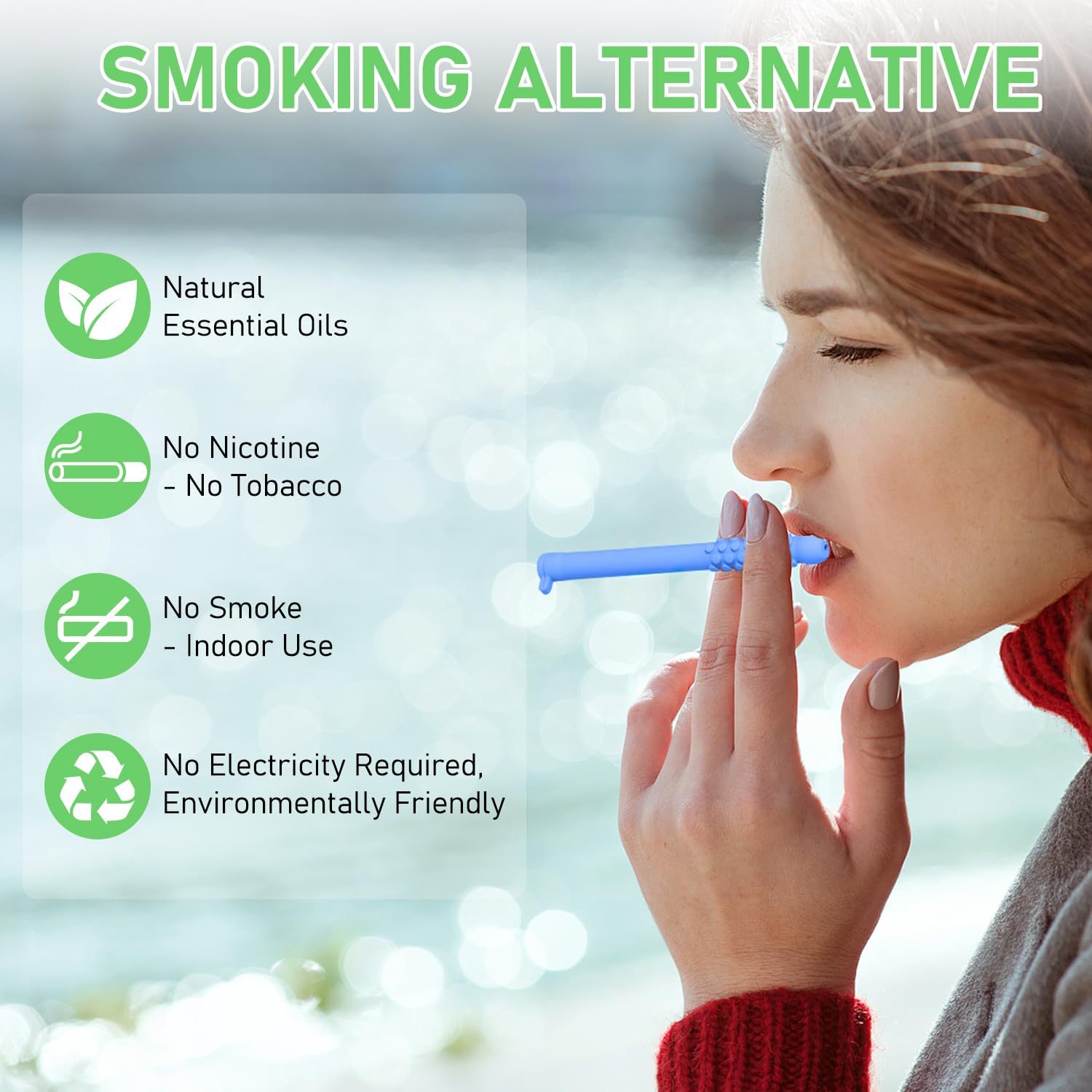 Chewable Essential Oil Breath Stick,Chewable Breather Stick with Essential Oil, Breather Quit Smoking with Essential Oil,Can Taken Anywhere Focus Clear Respiratory(3 PCS)